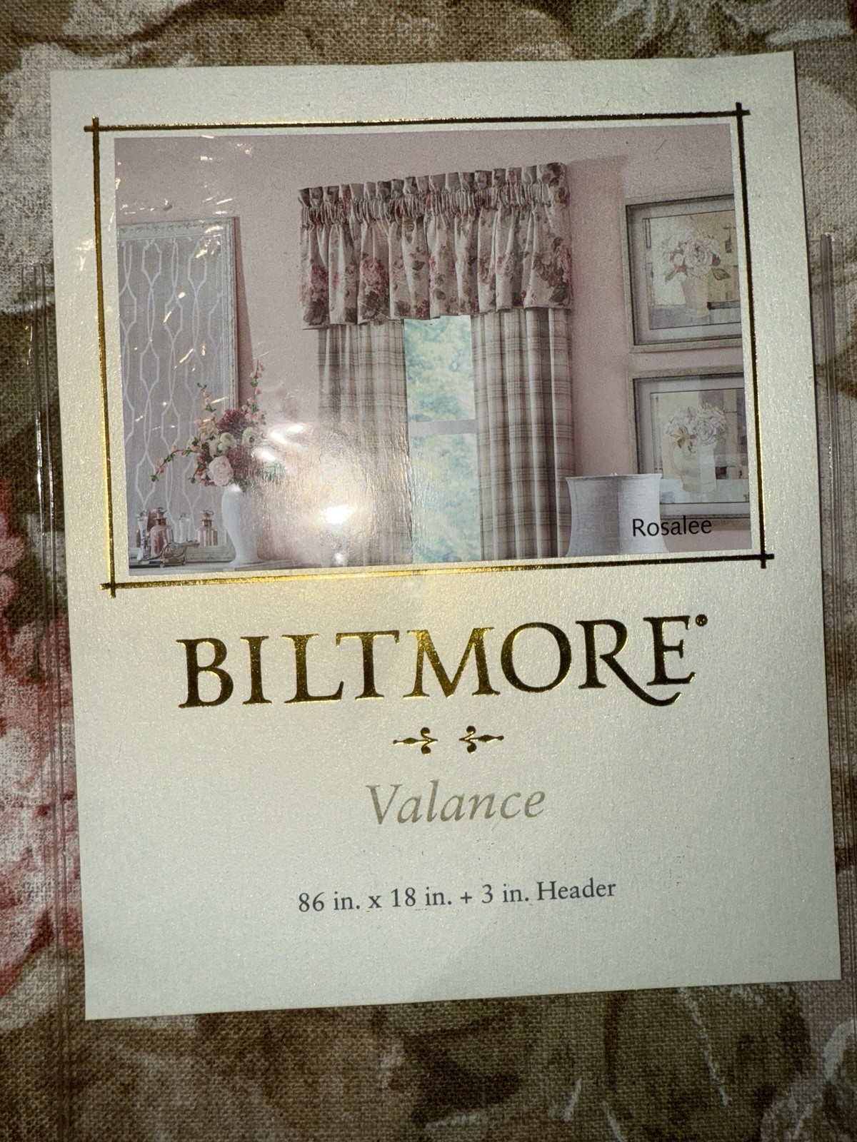 Biltmore “Rosalee” Valance, 86 in x 18 in, 3 in header, Linen/Cotton Floral X2