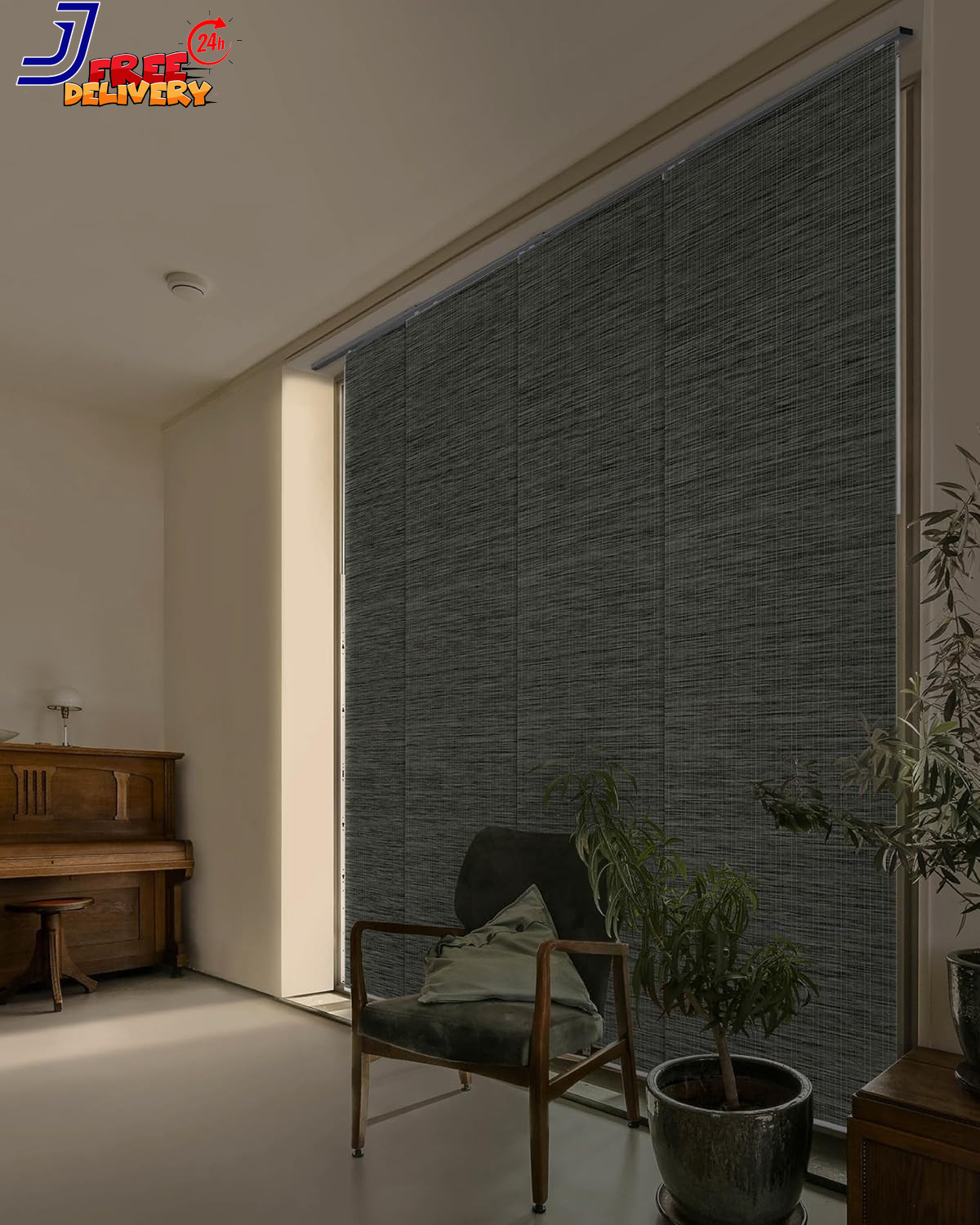 99.99% Blackout Adjustable Sliding Vertical Blinds for Windows Privacy Shades fo