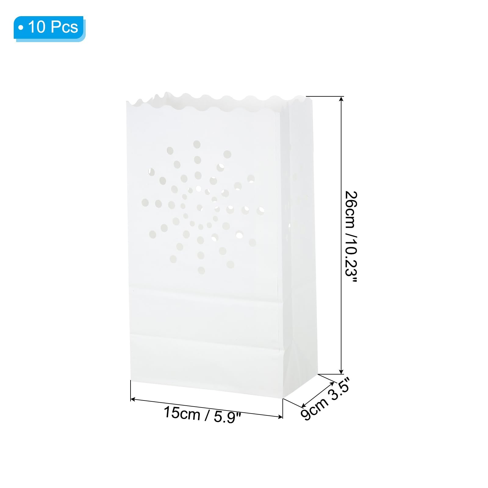 White Paper Luminary Bags, 10 Pcs Sun Shape Flame Resistant Lantern Candle Ba…