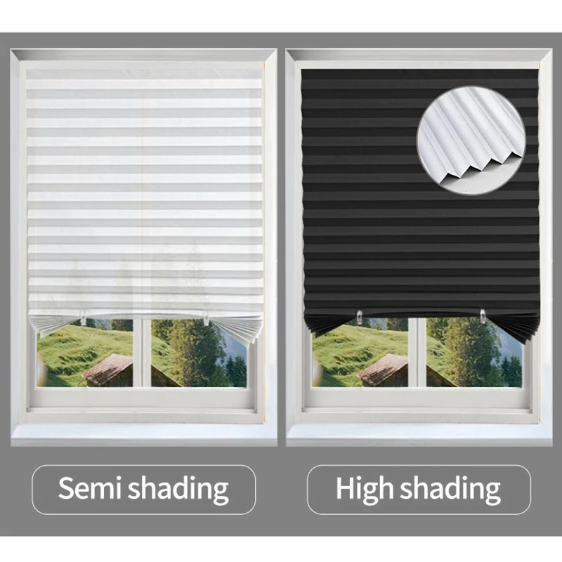 Self-Adhesive Pleated Blind High Shading Non-Woven Window Shade Bathroom Kitchen