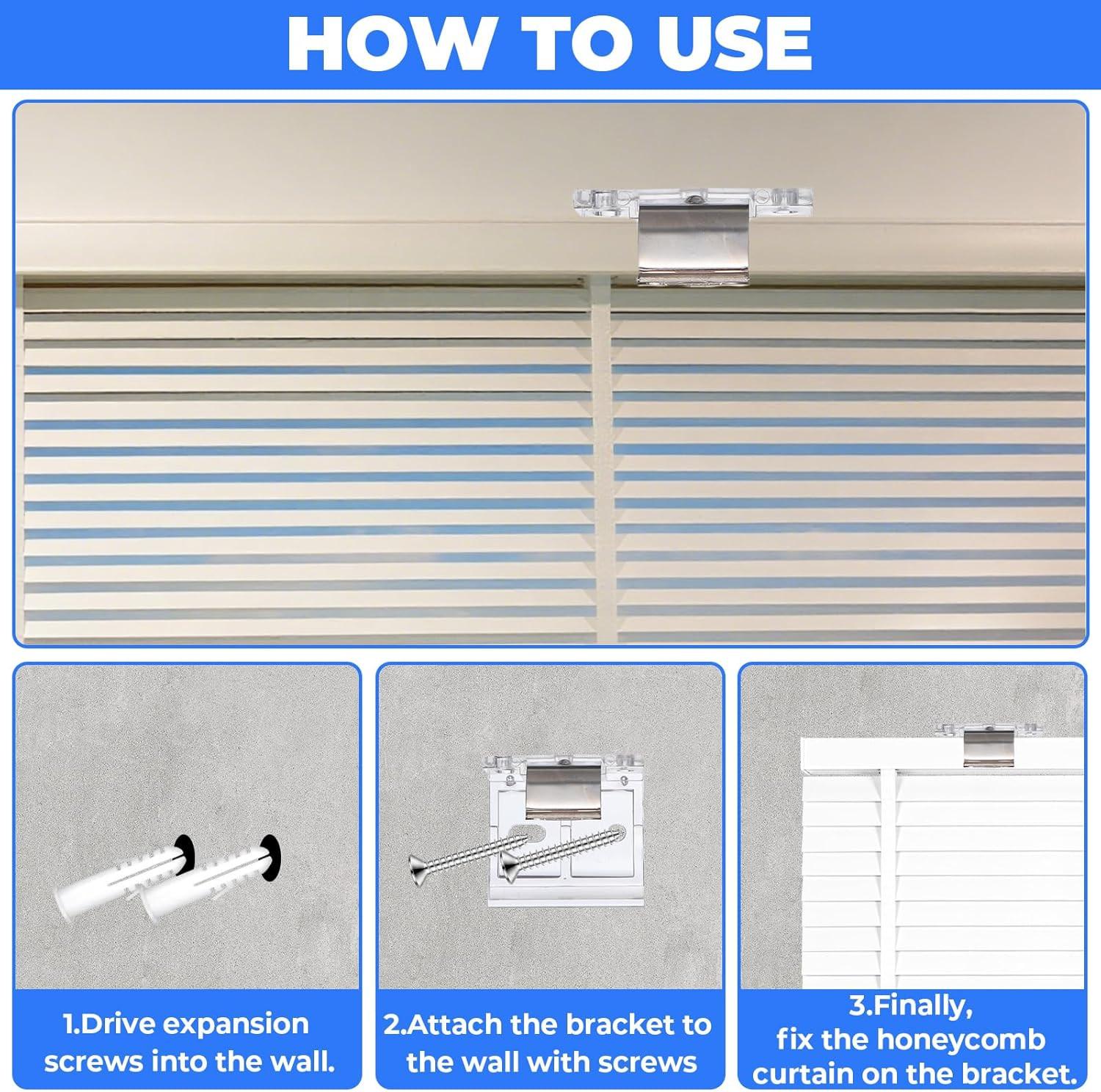4 Pack Mounting Bracket with Metal Clip, Cordless Shade Bracket Mini Blind Br…