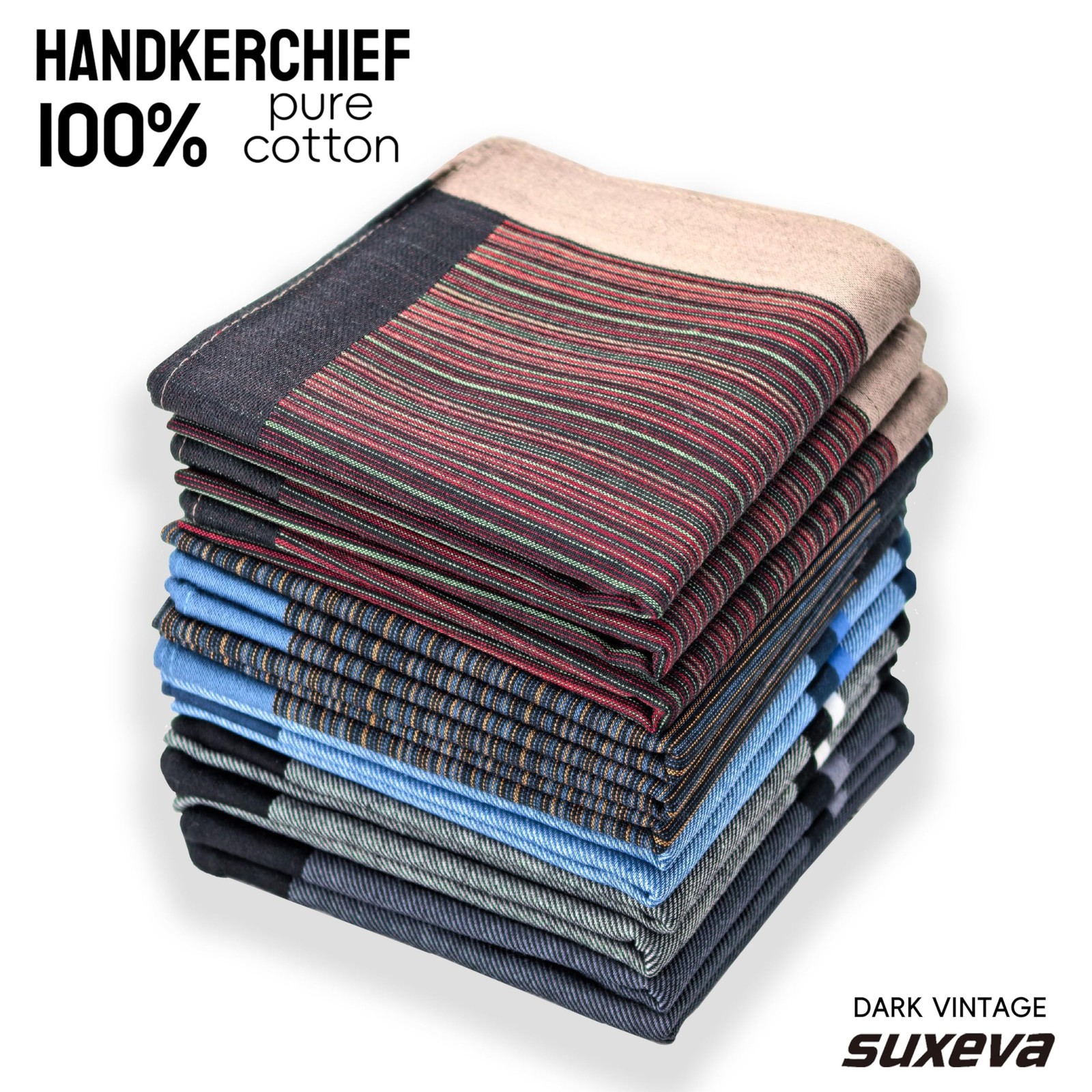 Men’s 12 Pack 100% Cotton Checkered Handkerchiefs, 15.75 Inch Soft Absorbent …