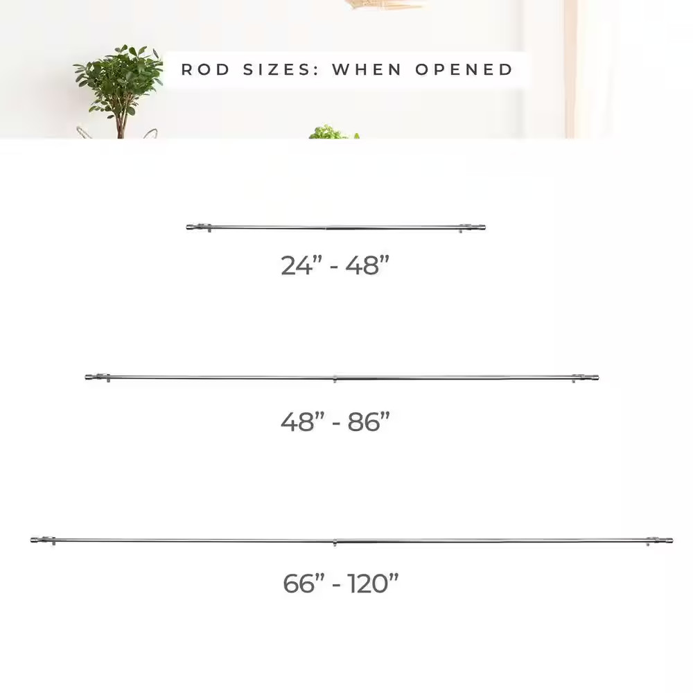 24 In. – 48 In. Telescoping 3/4 In. Single Curtain Rod in Ellis Satin Nickel