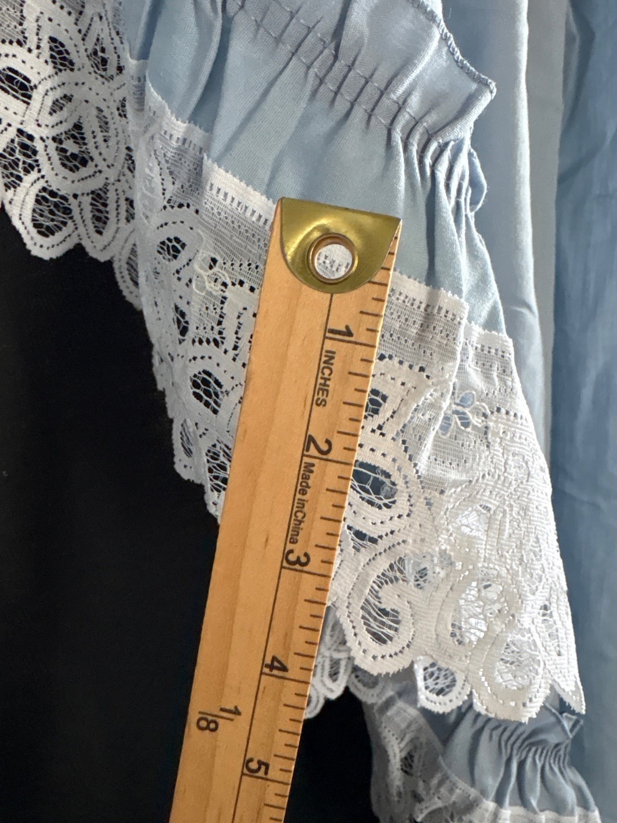 JC Penney Swag Curtains 44″ W x 64″ L Lace Trim Blue White Elegant Style
