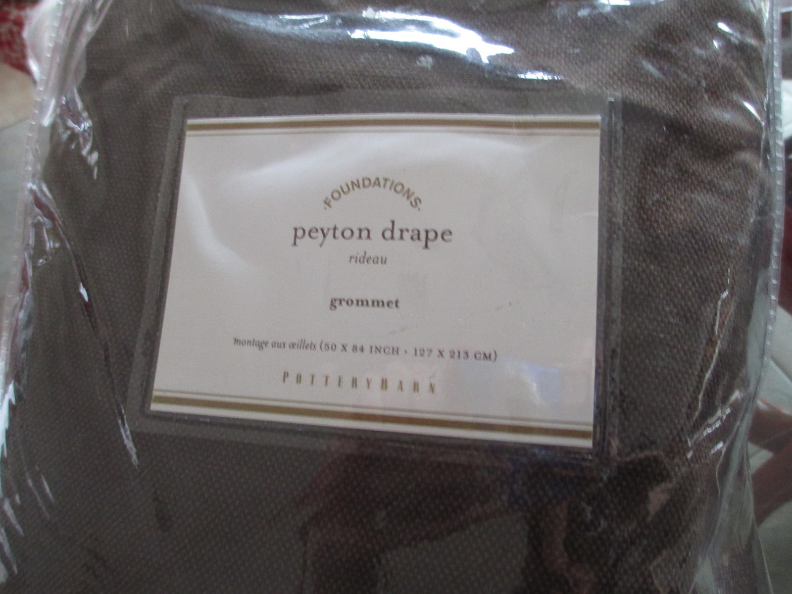 Pottery Barn Peyton chocolate grommet drape panel 50 X 84 New