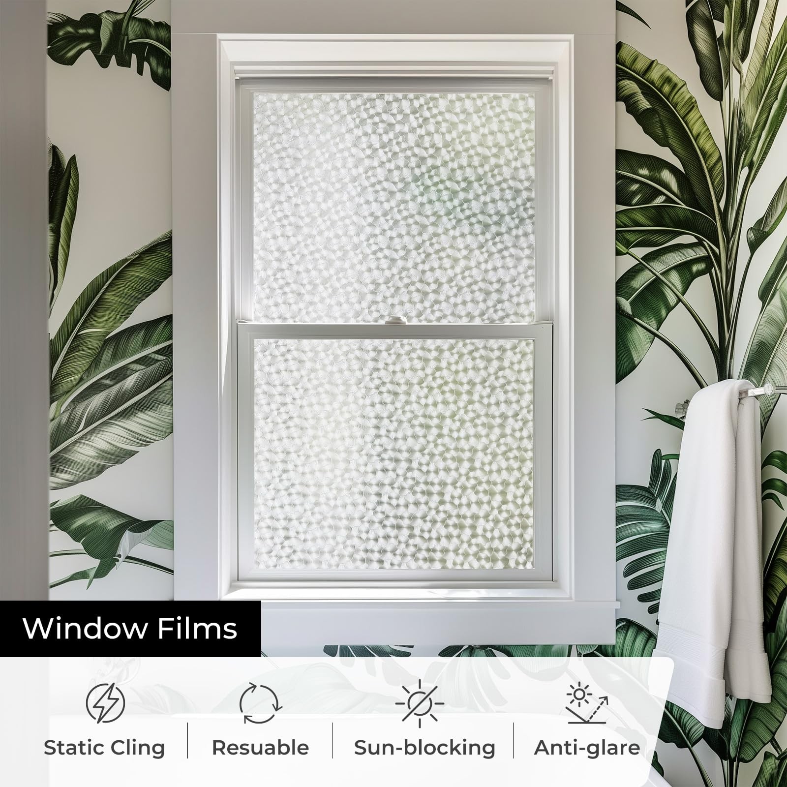 ADD.HERES Window Privacy Film, Glass Decorative 17.3″ x 78.7″, Floral Shadows