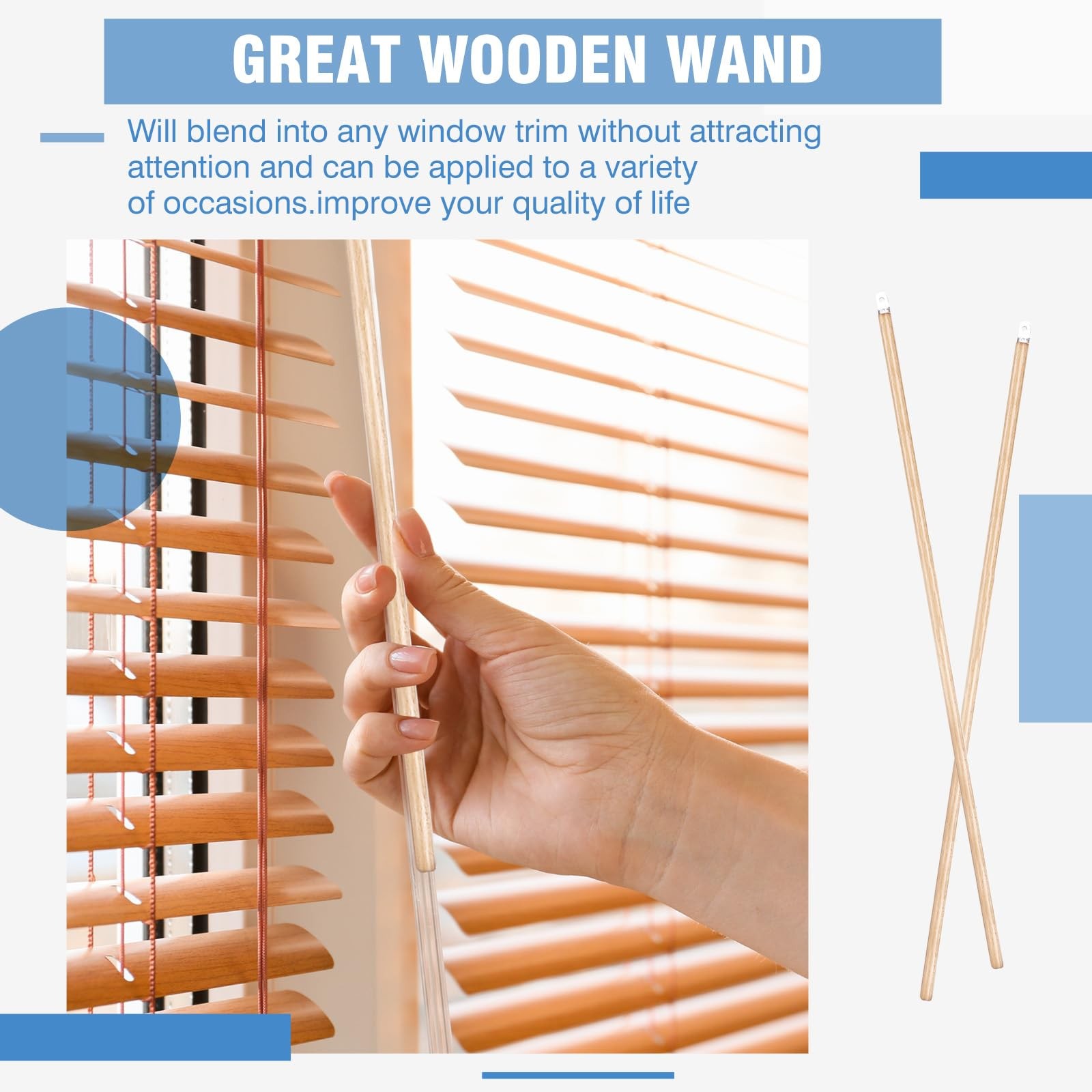 Bokon 2 Pieces Blind Wand Vertical Blinds Stick Replacement with Hook and Han…