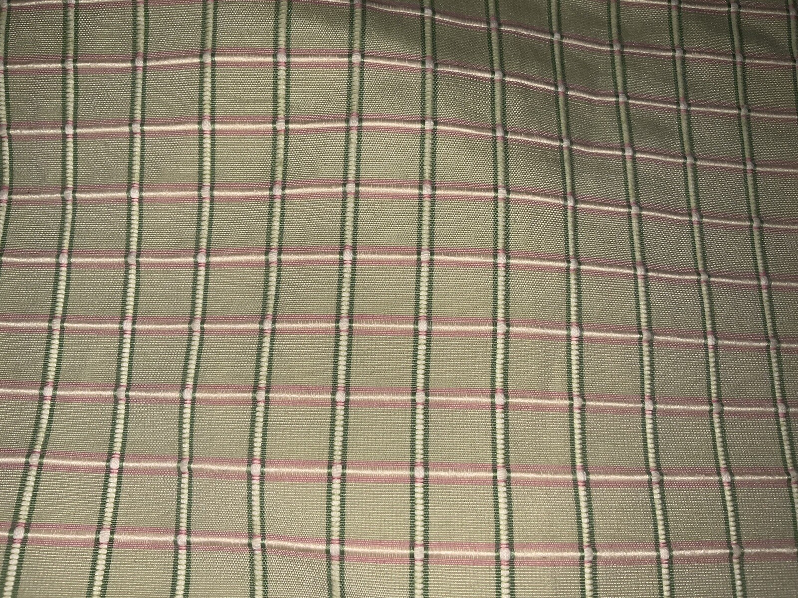 FABULOUS BRUNSCHWIG&FILS PINCH PLEAT DRAPES~BEIGE,ROSE&GREEN CHECK 3 PANELS 81”L