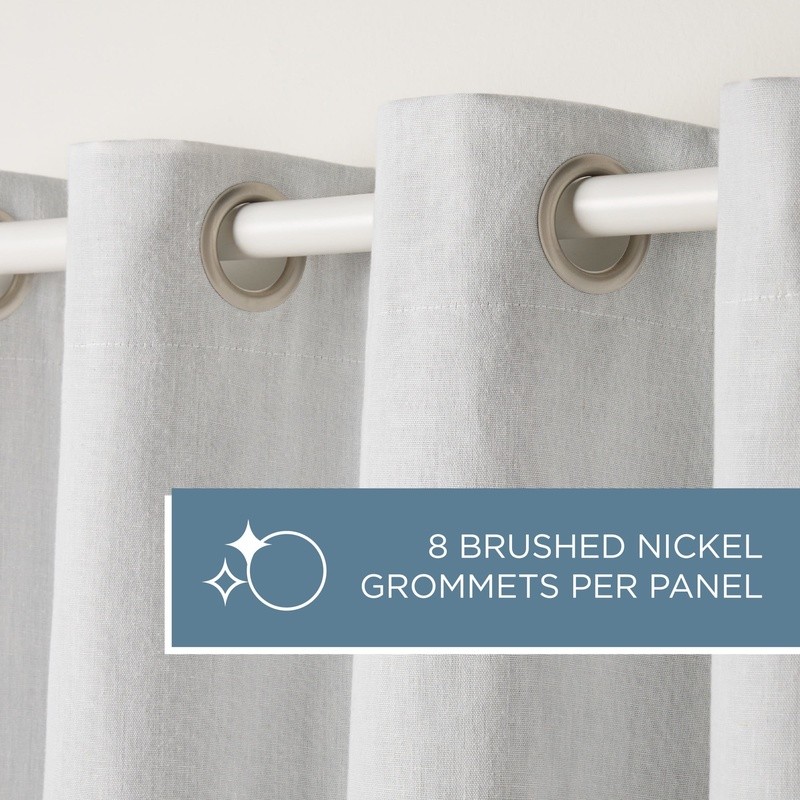 Solid Linen Texture Indoor Curtains Room Darkening 2-Pack Set Ivory 50″x96″
