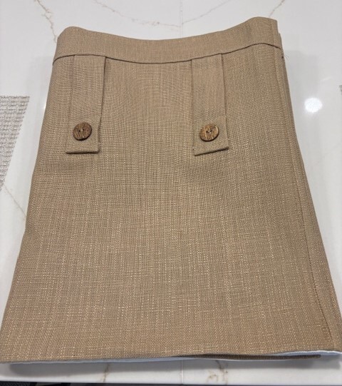Custom Tab Top Lined Tan Valance with Buttons 108.75 in x 17 in