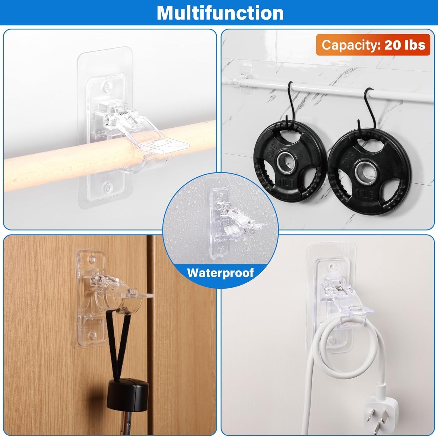 Multipurpose Adhesive Curtain Rod Holders – 6 Pack for Easy, No Damage Setup