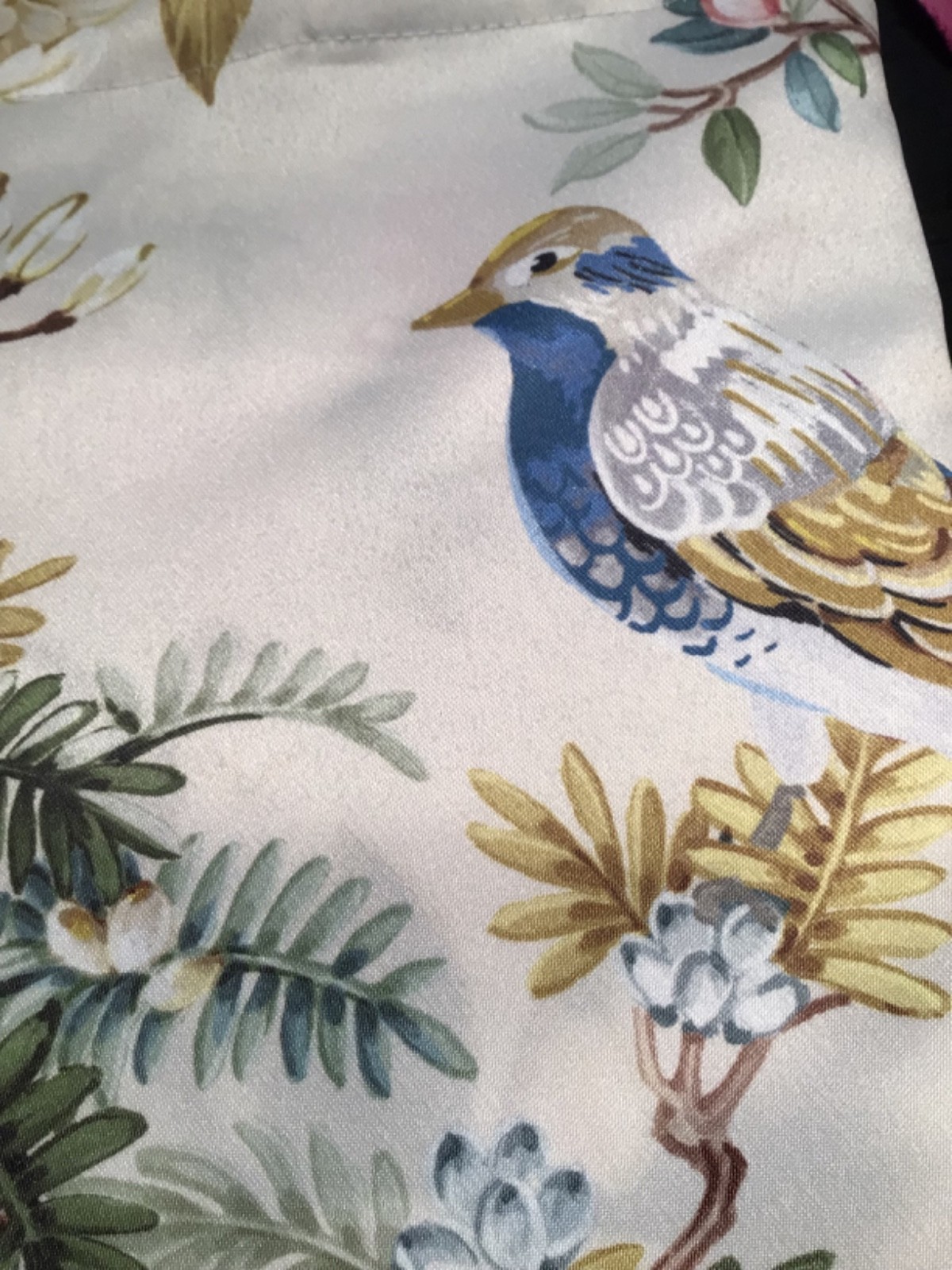 ENVOGUE window Curtain Panels 2 PC Set Floral & Birds 37 x 84” Drapes