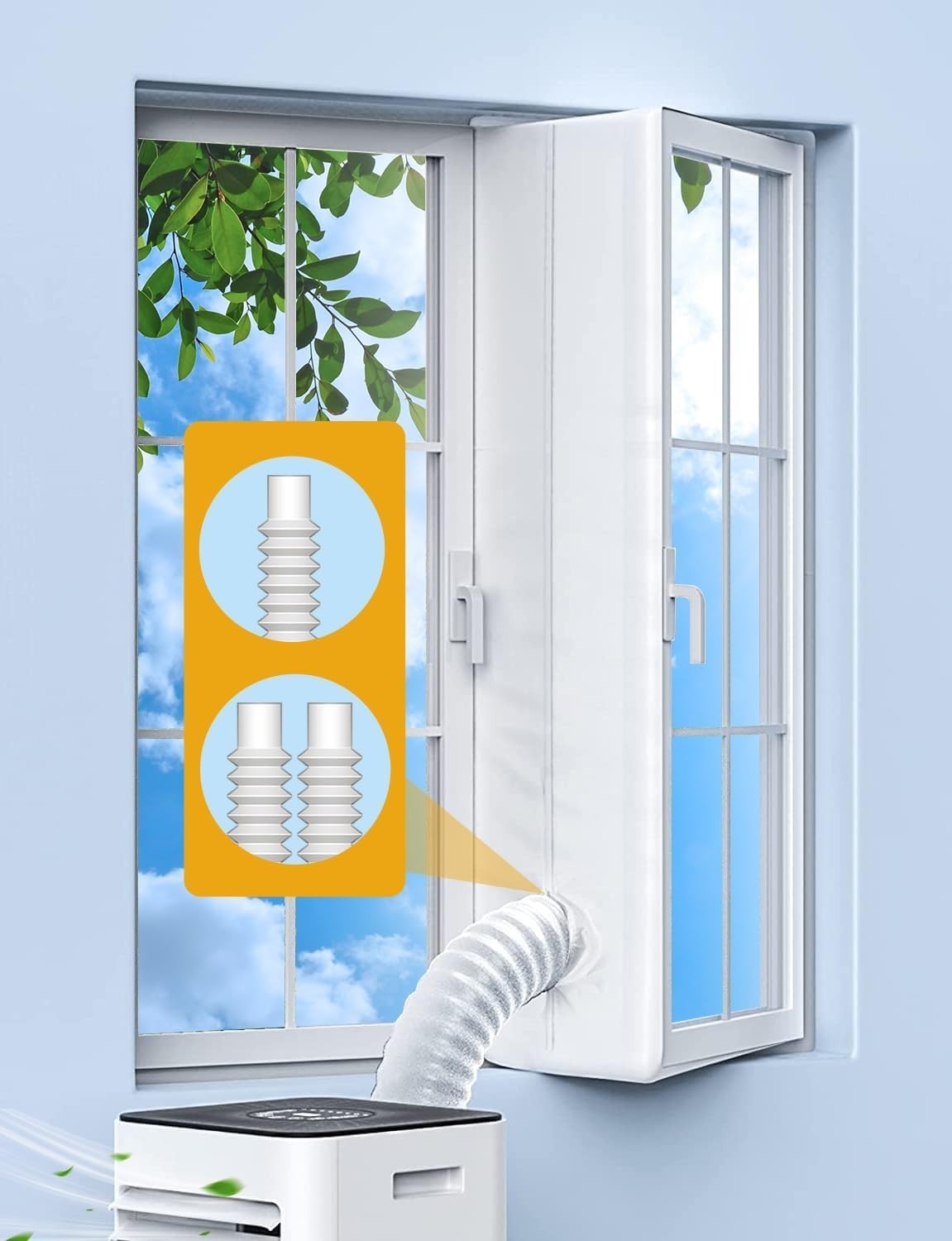 Portable AC Window Seal Kit for Casement & Crank Windows 118″ Adjustable Wate…