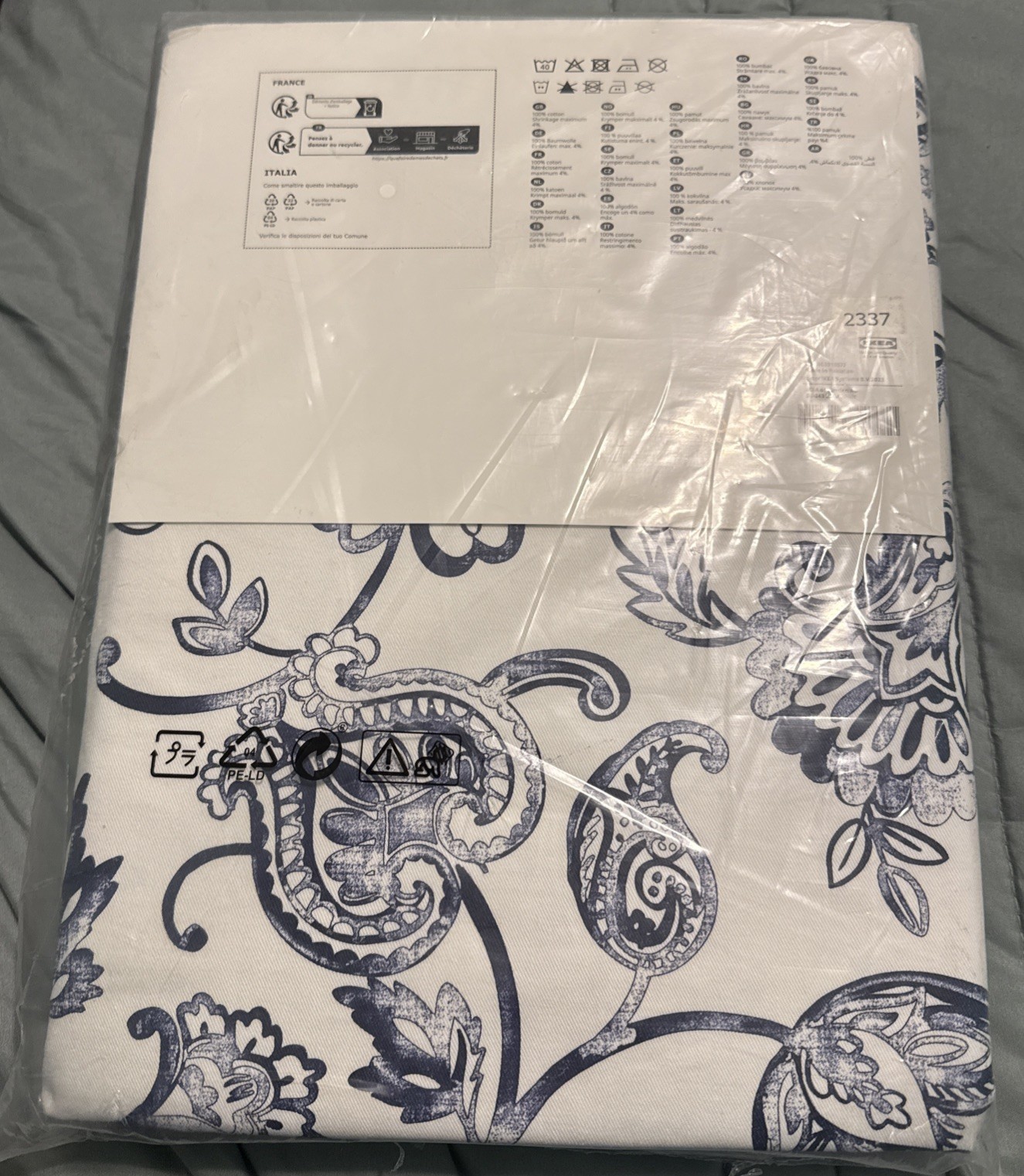 IKEA DOVREFIBBLOR Curtains 1 Pair 2 Panels White Blue 57×118″ NEW Sealed