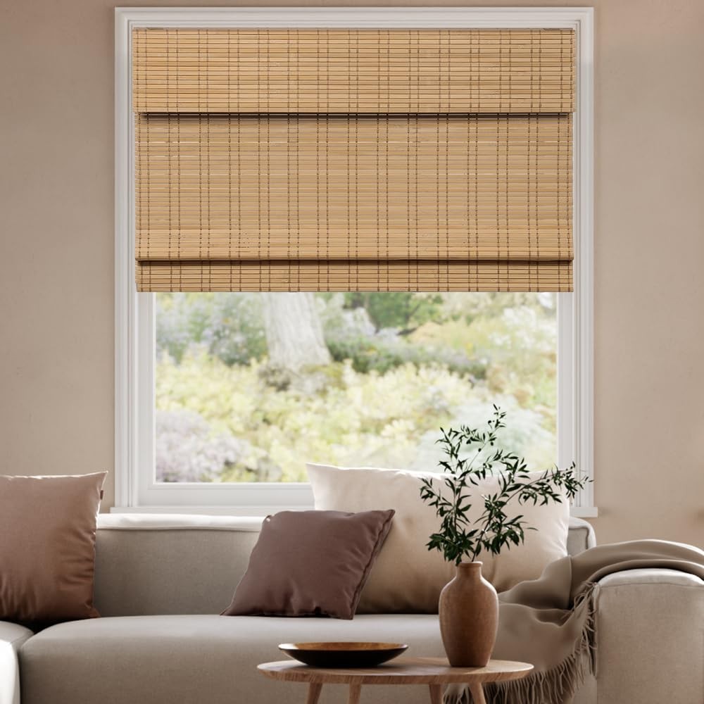 Cordless Roman Shades, Light Filtering Shades Blinds Window Treatment Roll Up…