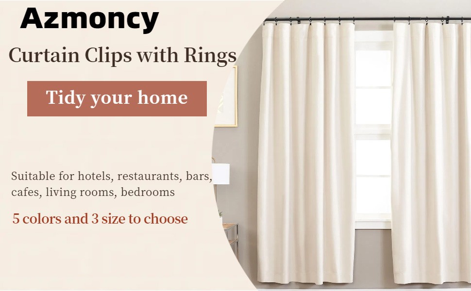 16 Pack Openable Curtain Rings with Clips, Black Shower Curtain Hooks Curtain