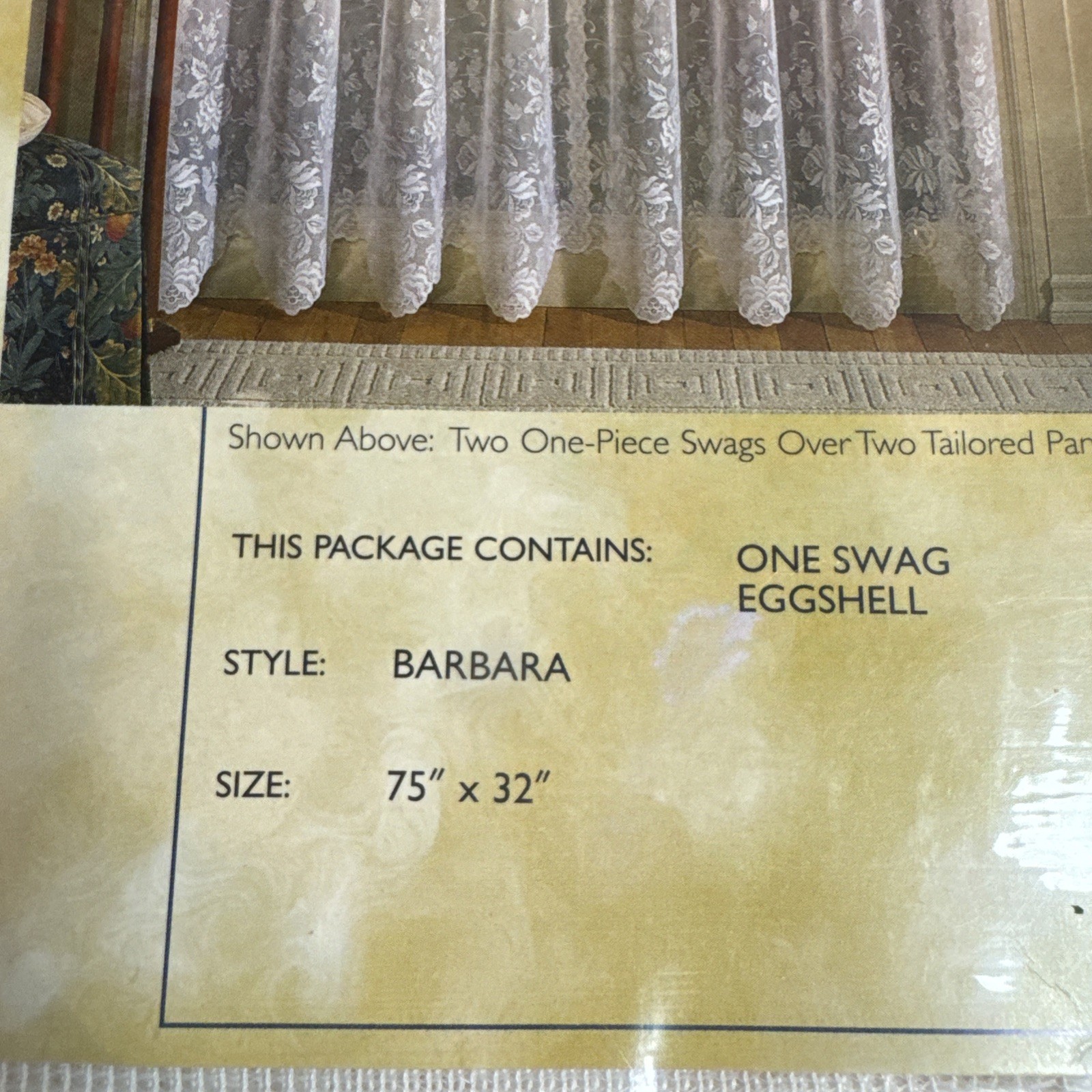 Floral Vine One Swag Eggshell style Barbara Scalloped Lace 75×32 inches