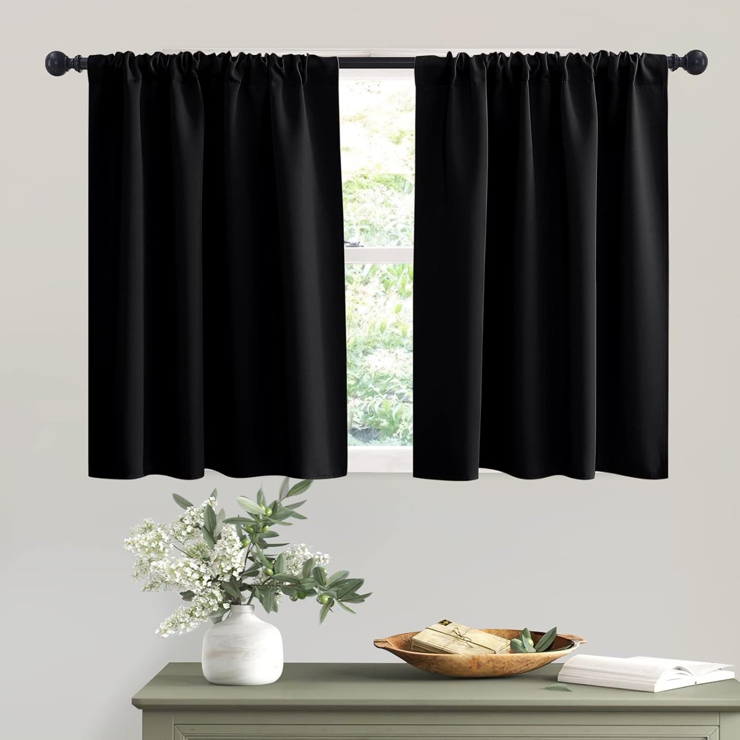 Complete Light Control Blackout Curtains – 2 Panels 42″W x 36″L for Home Decor