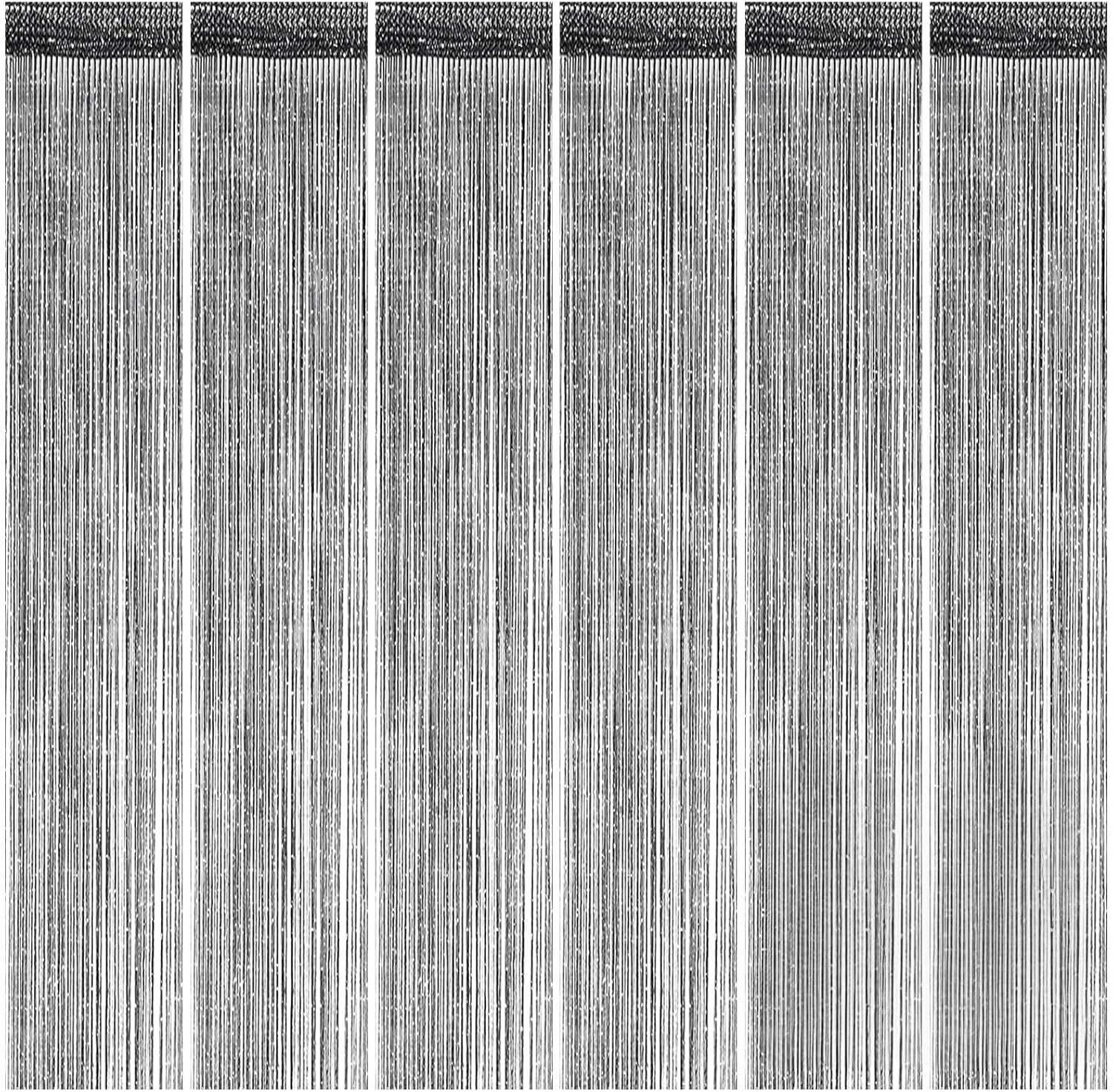 6 Pack Black Door String Curtains 39” X 79” Decorative Doorway Bead Curtains