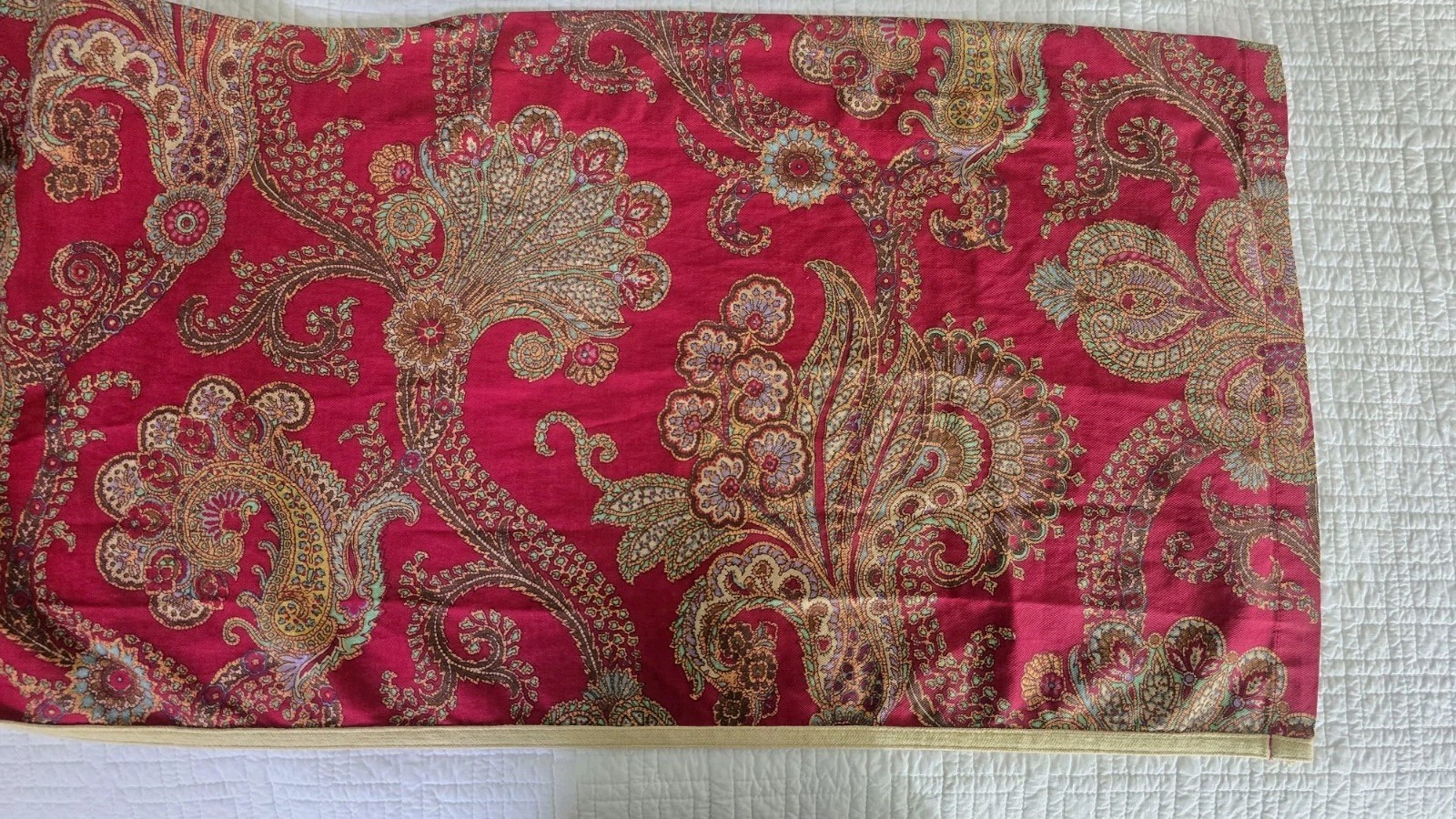 Chaps Ralph Lauren Paisley Valance Set of 3 Red Window Curtain 17×79