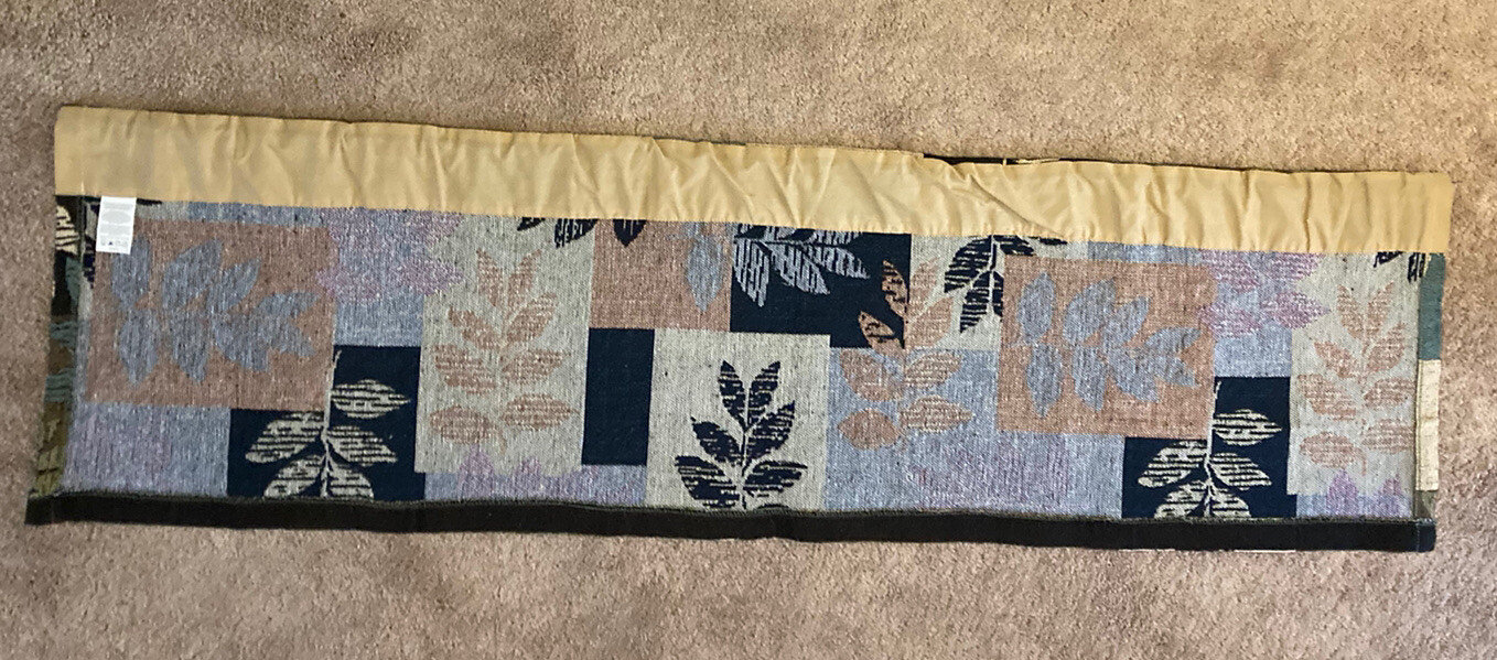 Ferns leaves tapestry Valance…teal, green, tan 15″ x 52″