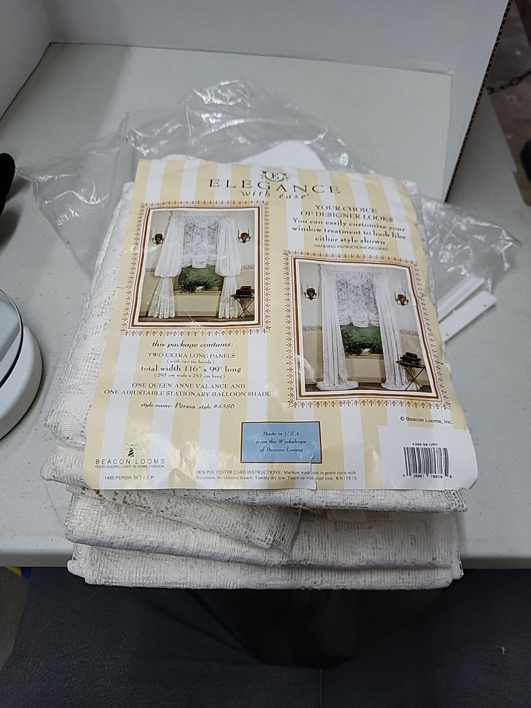 Vintage Persia Style Net Floral Curtains 2 Panels 116″x99″ Pair