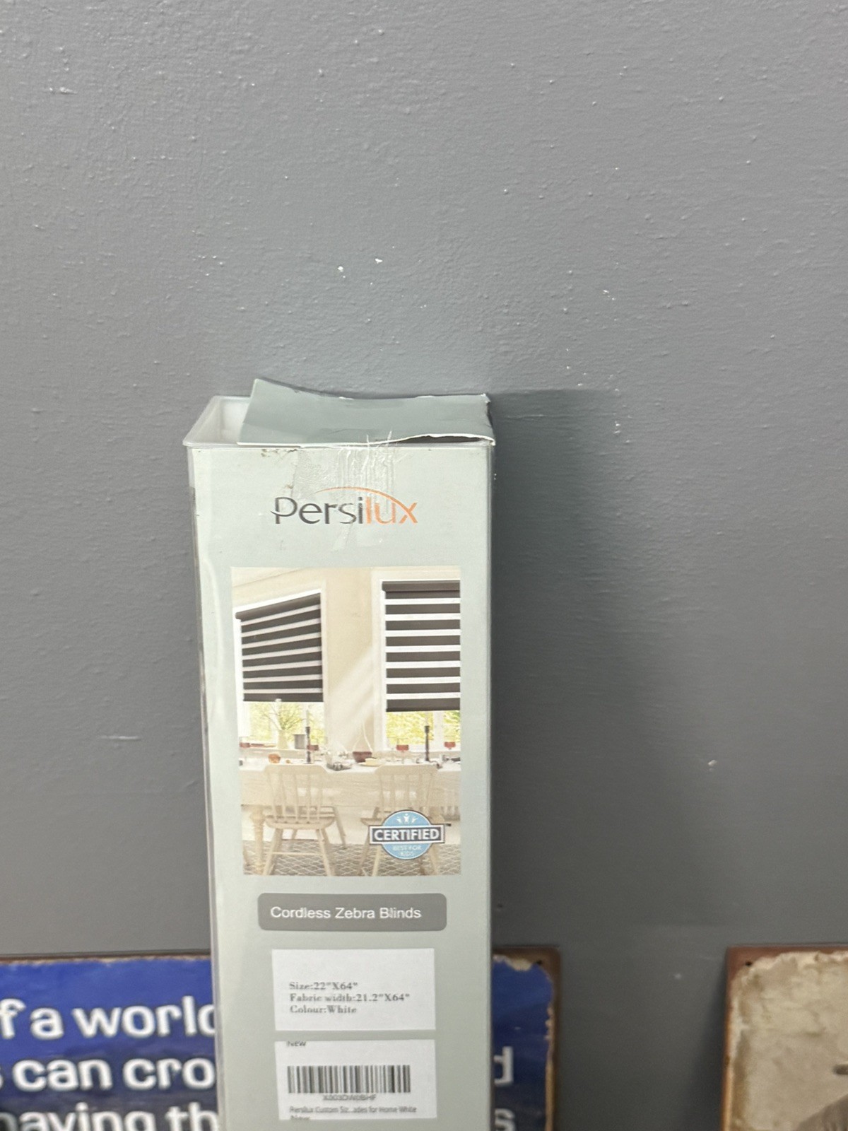Persilux Cordless Zebra Blinds White Size 22” X 64”