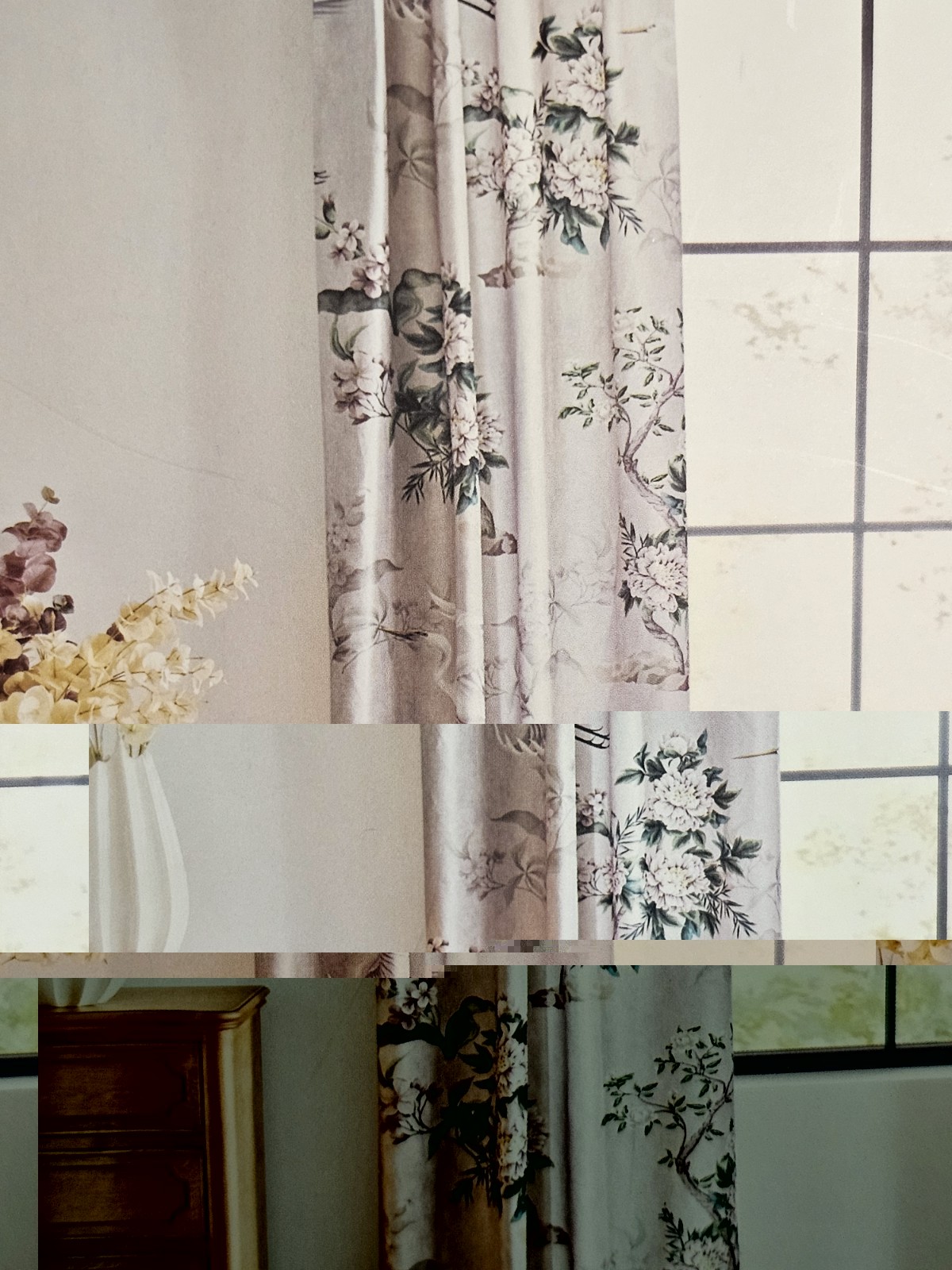 Callisto Home Heron Bird Window Curtains Panels 38 X 96 Pair Drapes Blush Scroll