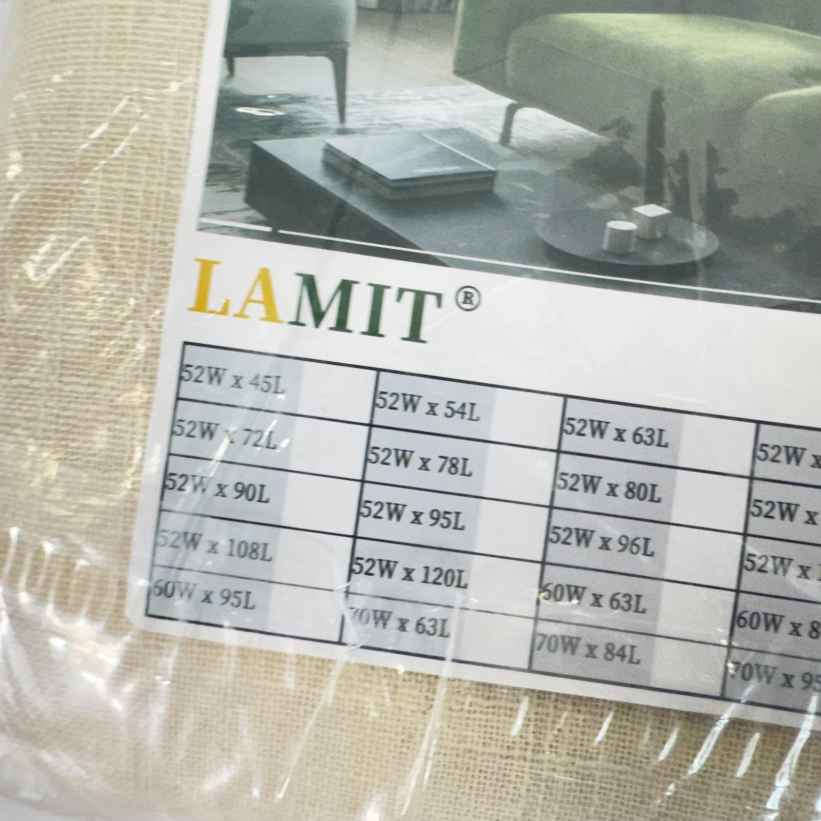 LAMIT Beige Linen Curtain Panel Neutral Textured Modern Home Decor 52W x 84L