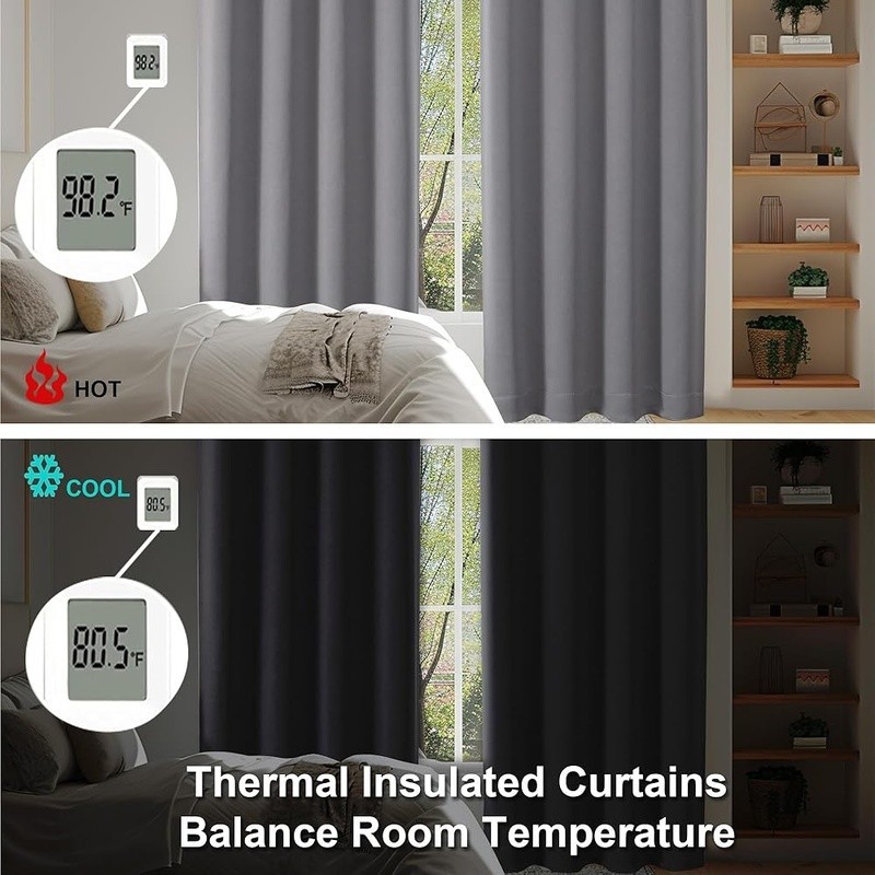 Insulated Blackout Curtains 2 Panels Room Darkening Energy Saving Privacy New