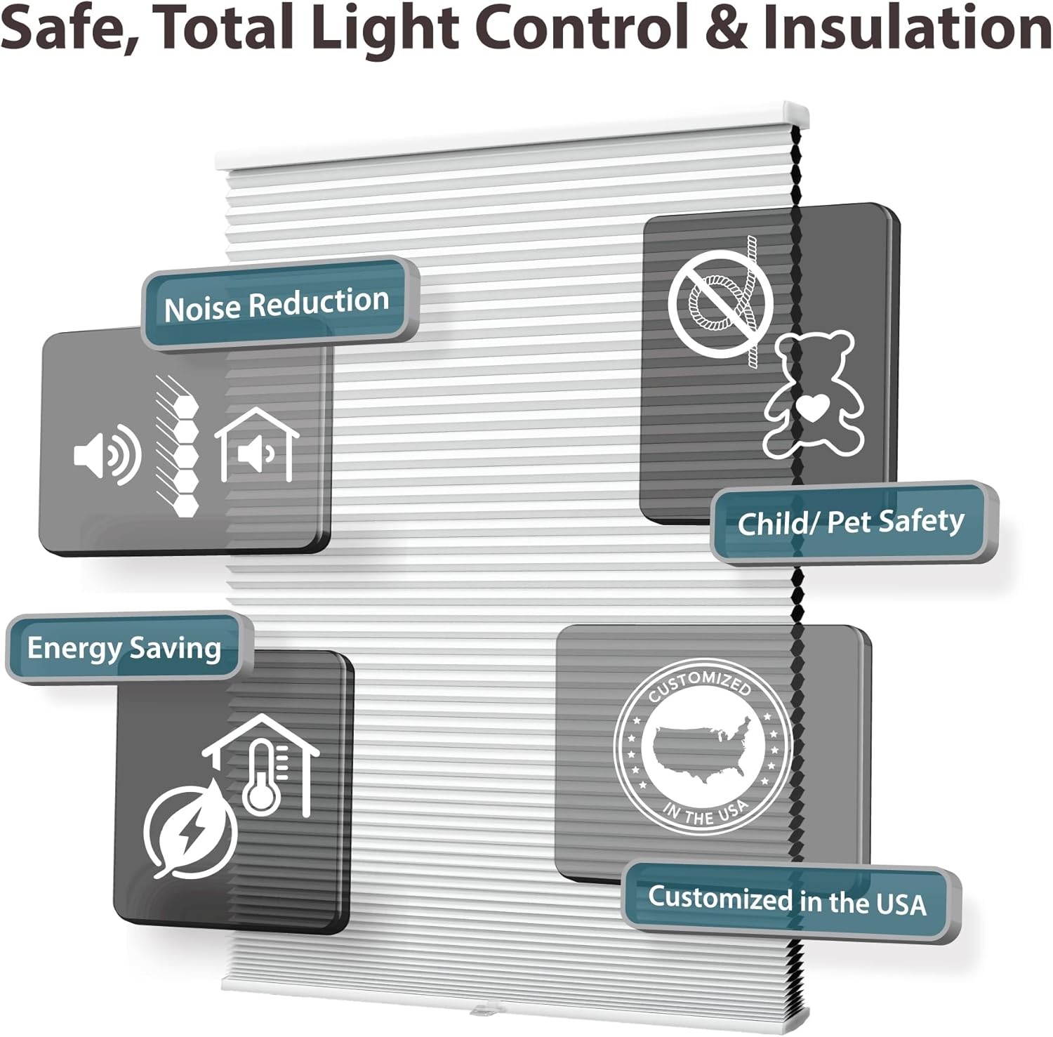 Cordless 1.5 in Blackout Cellular Shade – Inside/Outside Mount, Eco Safe