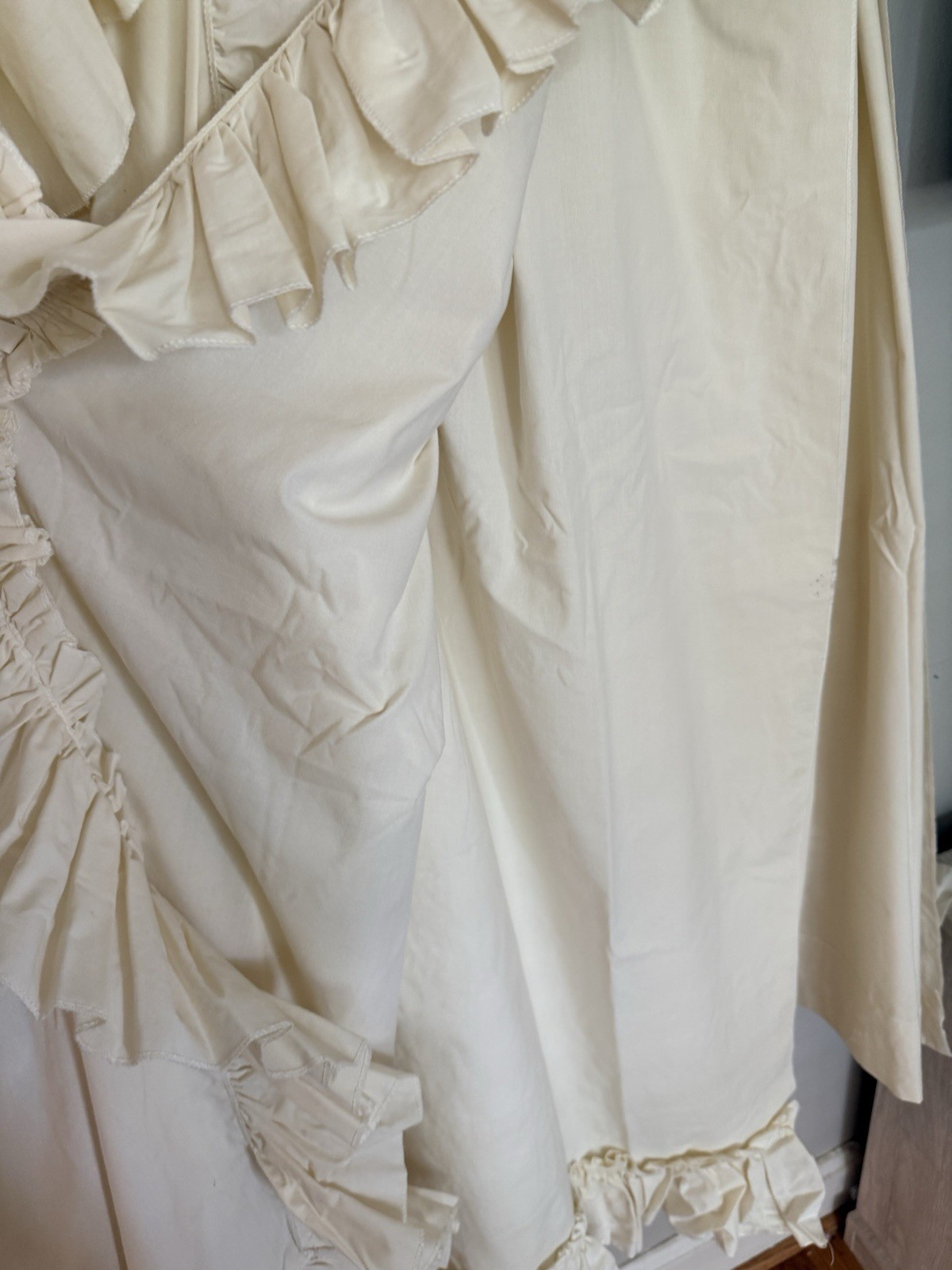 PAIR (2 PANELS) Off White Curtains Ruffle Edge 84”x80”