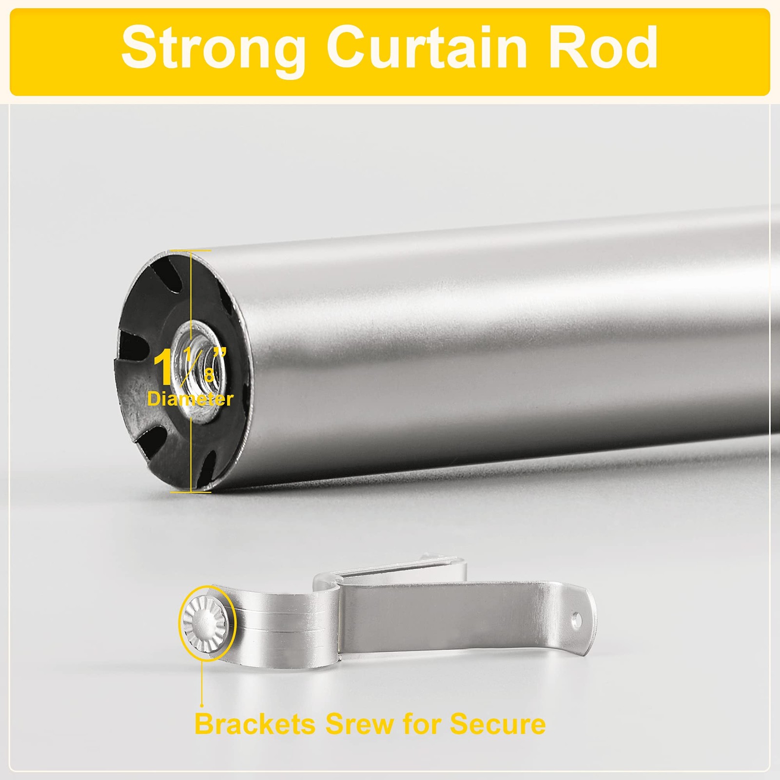 Nicetown Single Curtain Rod For Bedroom/Living Room Window Drapery 1 1/8 Inch