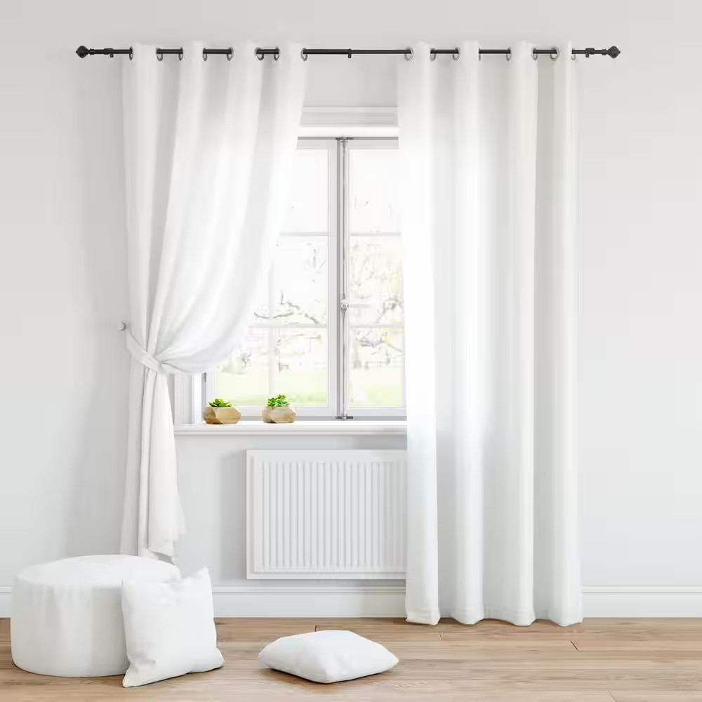 48 In. – 86 In. Telescoping 3/4 In. Single Curtain Rod in Pietro Black