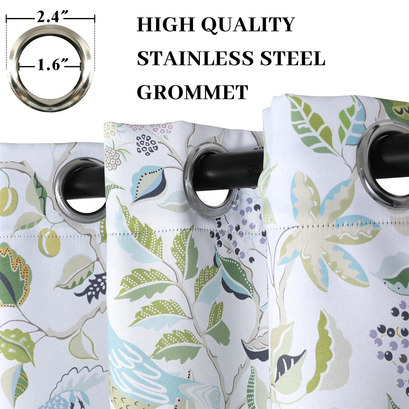 Farmhouse Blackout Curtains for Bedroom Balcony, Lifelike Birds and Flowers W…