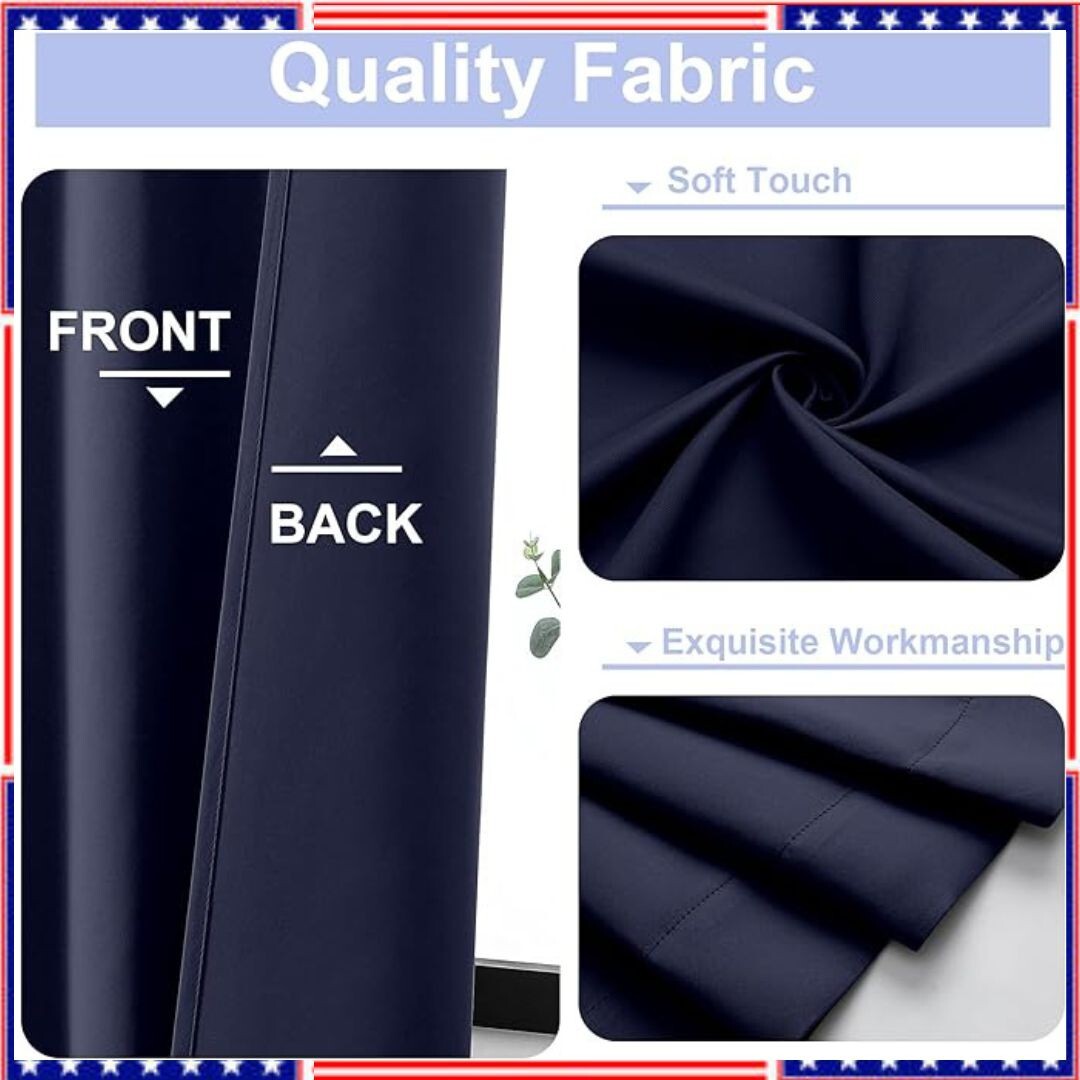 Kitchen Curtains 36″ Long for SMALL Window Short Drapes Navy BLUE 40 X 36 In