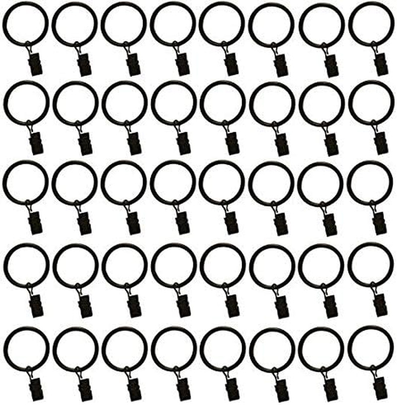 2 Inch – Set of 40 – Metal Curtain Rings with Clips and Eyelets – (Also Known a
