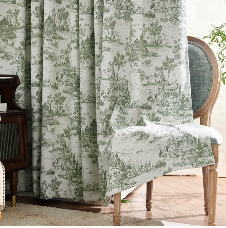 Jin Chan Window Treatment 100% Blackout Curtains 2 Panels 84”x50”Green