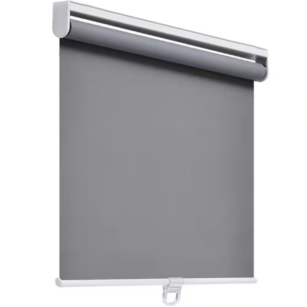 Grey Cordless Blackout Polyester Roller Shades for Windows UV Protection 32 In.