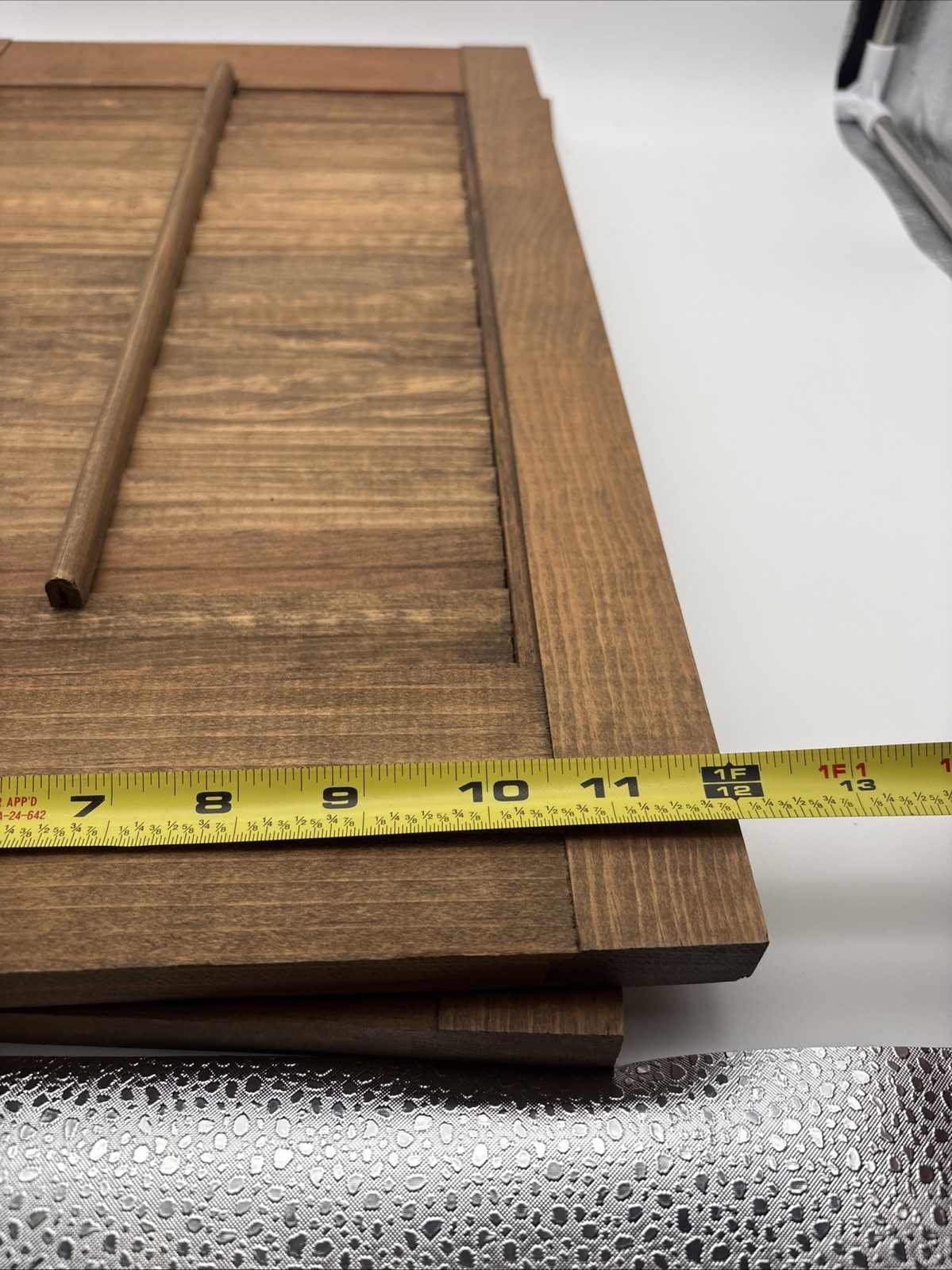 2 OLD Brown Wood Shutter Panels Movable Louver Slats ~ 12” X 20”