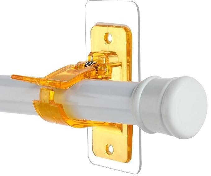 4 – STRONG SELF-ADHESIVE GOLD/ORANGE COLOR CURTAIN ROD HOLDERS NO DRILLING NEED