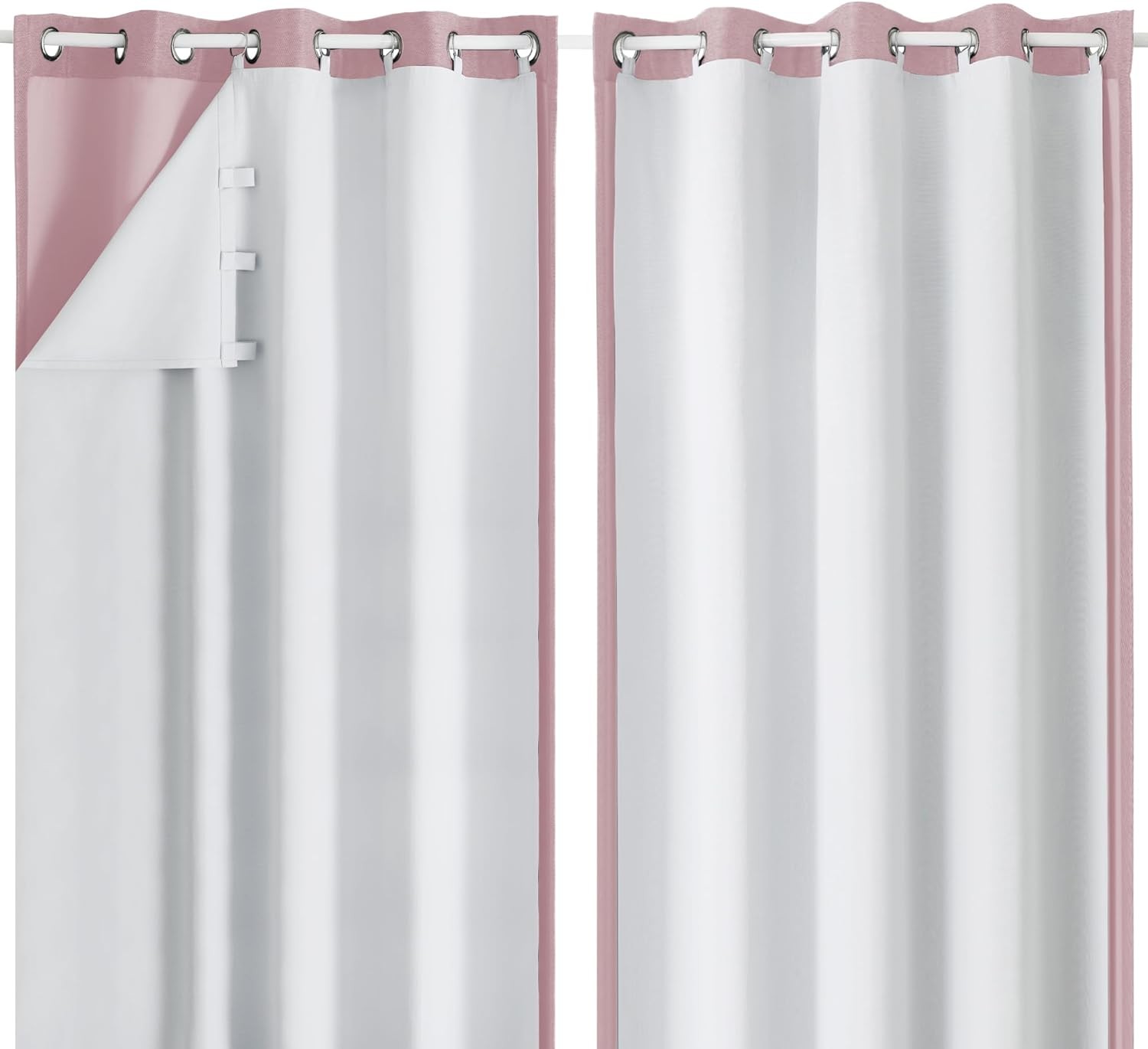 100% Blackout Greyish White Curtain Liners, 100% Darkening Thermal Insulated