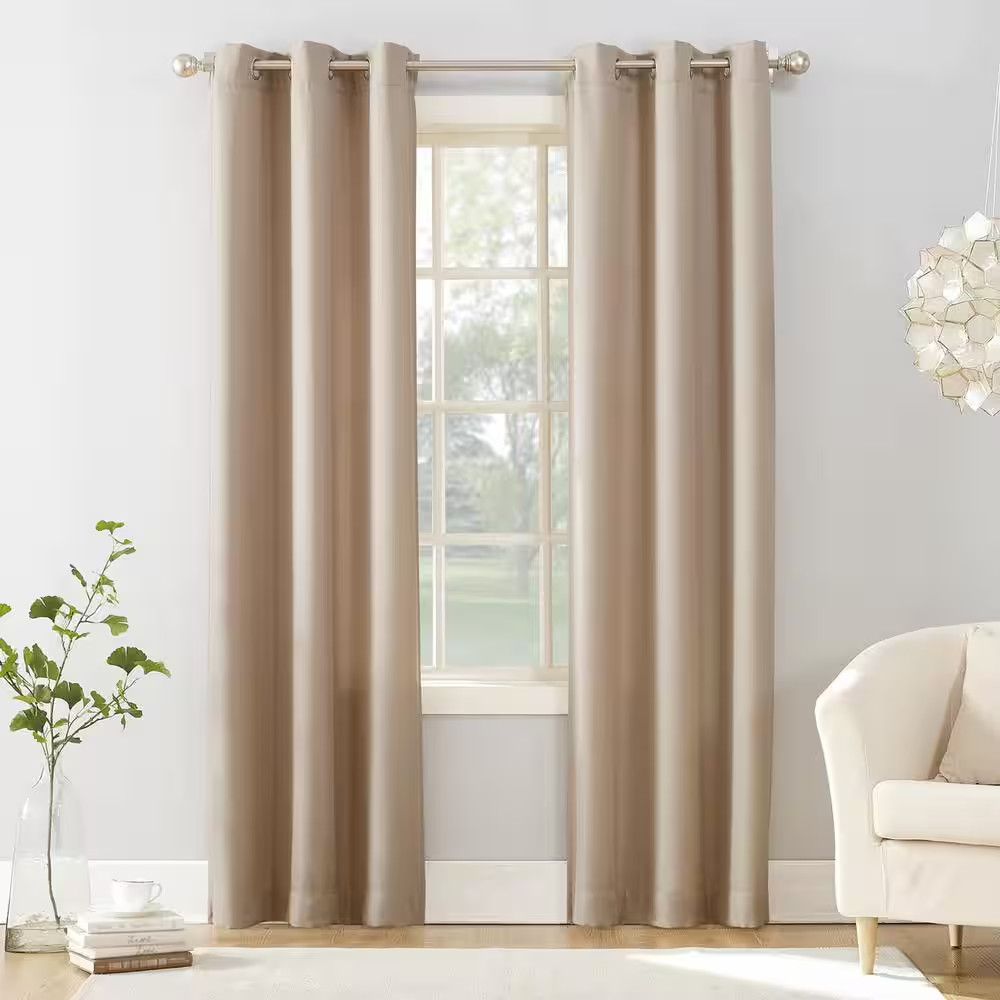 Valerie Heathered Texture Oatmeal Polyester 40 In. W X 63 In. L Grommet Light Fi