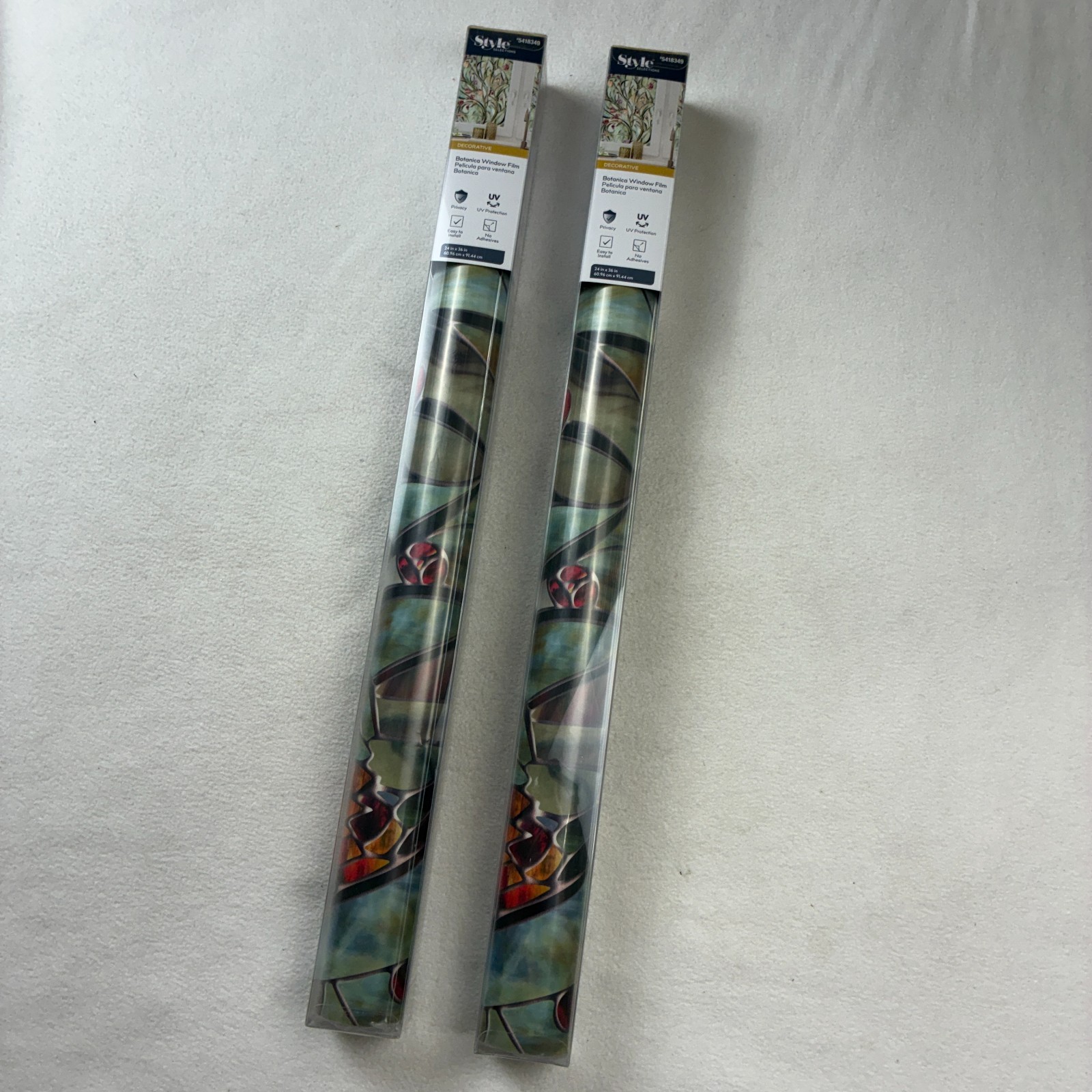 2 Style Selections Window Privacy Film Stained Glass Style 24 x 36 No Adhesives