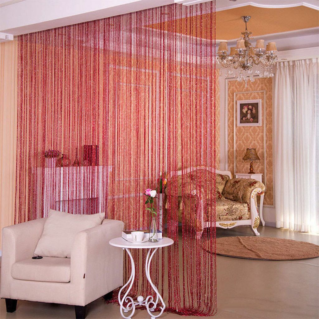 2PCS Glitter Blings String Door Curtain Room Dividers Fringe Window Panel USA