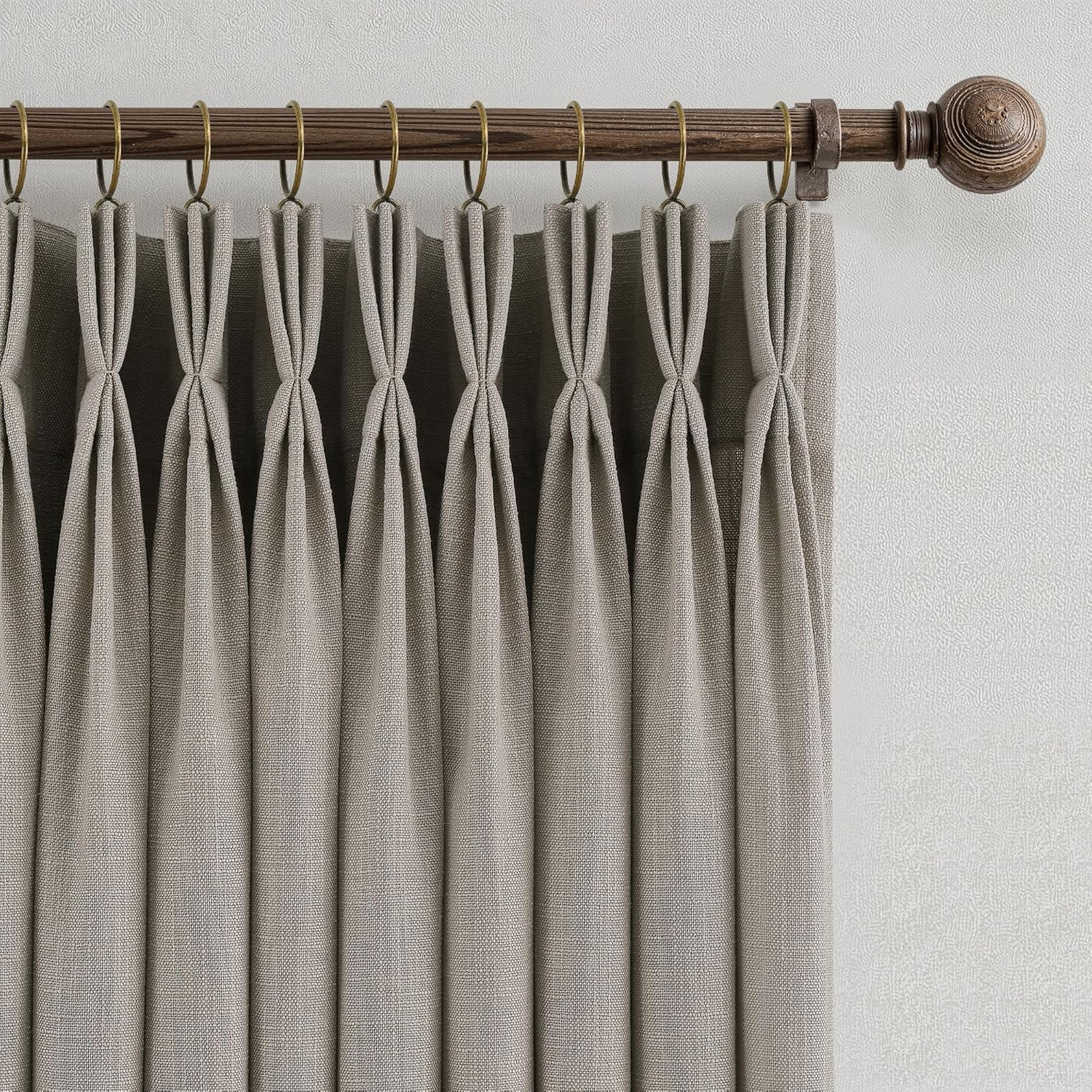 Triple Pinch Pleated Curtains for Living Room 90 Inch Linen Curtains 2 Panels Se