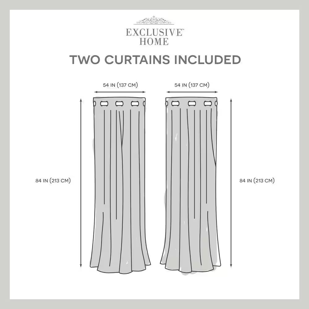 Loha Blue Solid Light Filtering Grommet Top Curtain, 54 In. W X 96 In. L (Set of