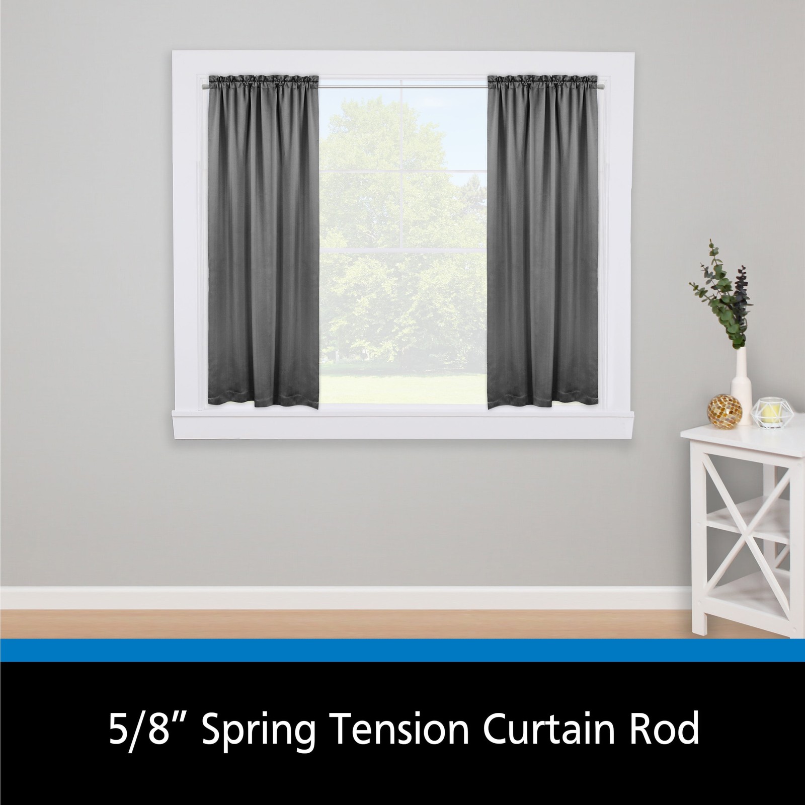 Mainstays 5/8 in. Steel Curtain Rod – 48-75 in. Adjustable,Chrome Spring Tension