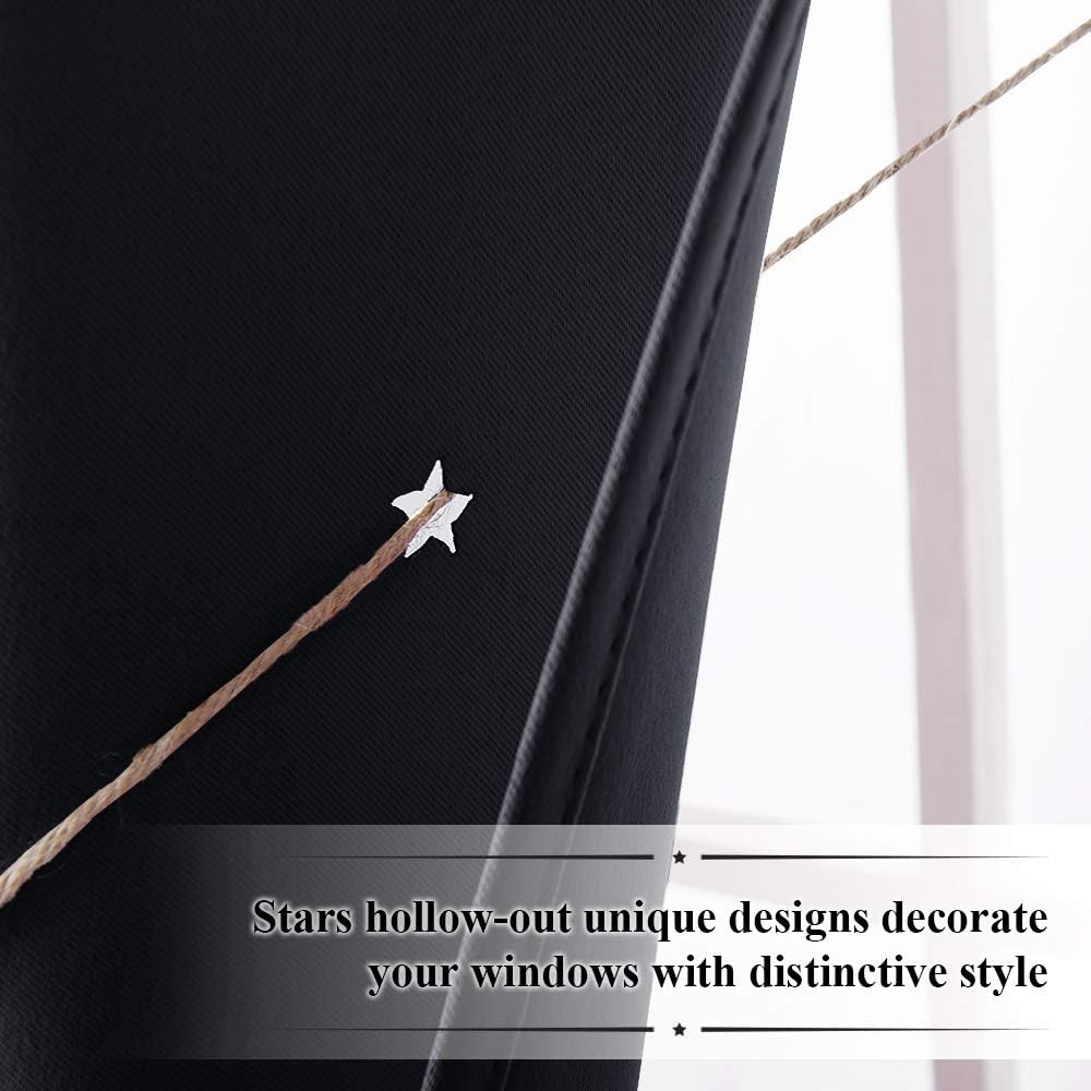 Dreamy Blackout Drapes with Star Patterns for Kids Room – 63in Length, 52in Wide