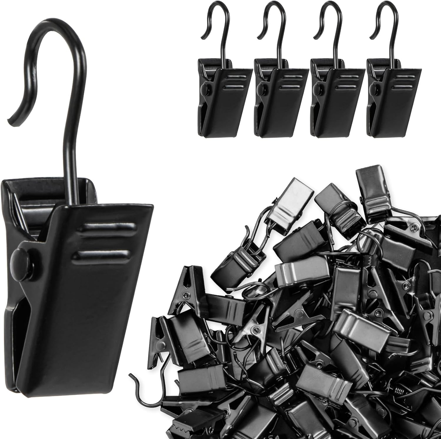 MAQIHAN 70PCS Small Curtain Clips – Curtain Hook Clips Hooks for Hanging Hangers